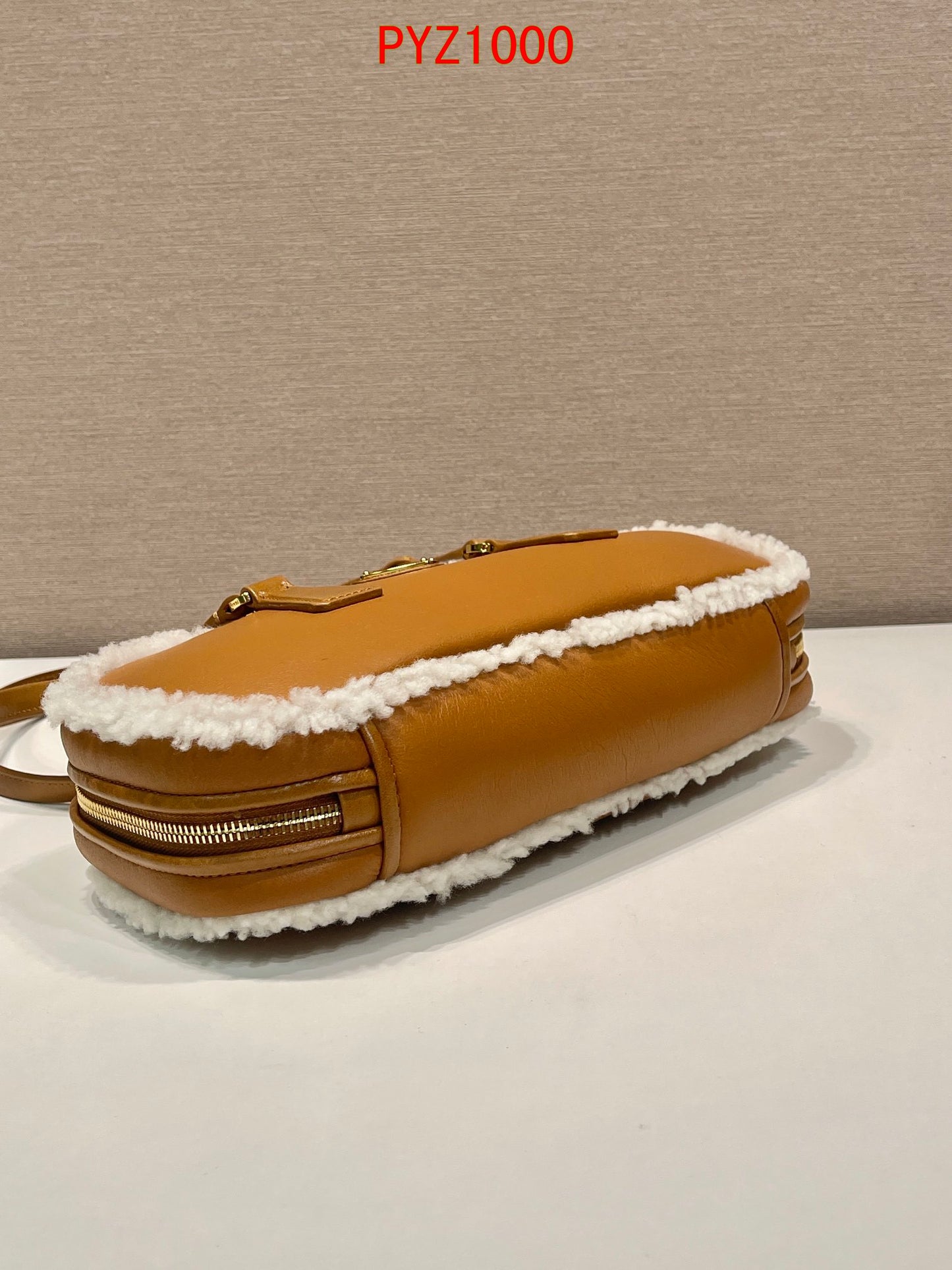 Prada Medium shearling leather tote bag
