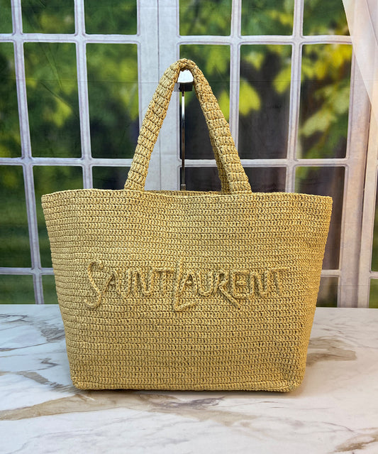 YSL TOTE IN RAFFIA