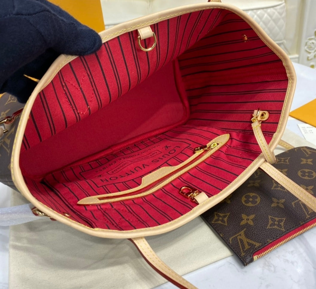 Louis Vuitton Neverfull Monogram,Ebene,Azur leather