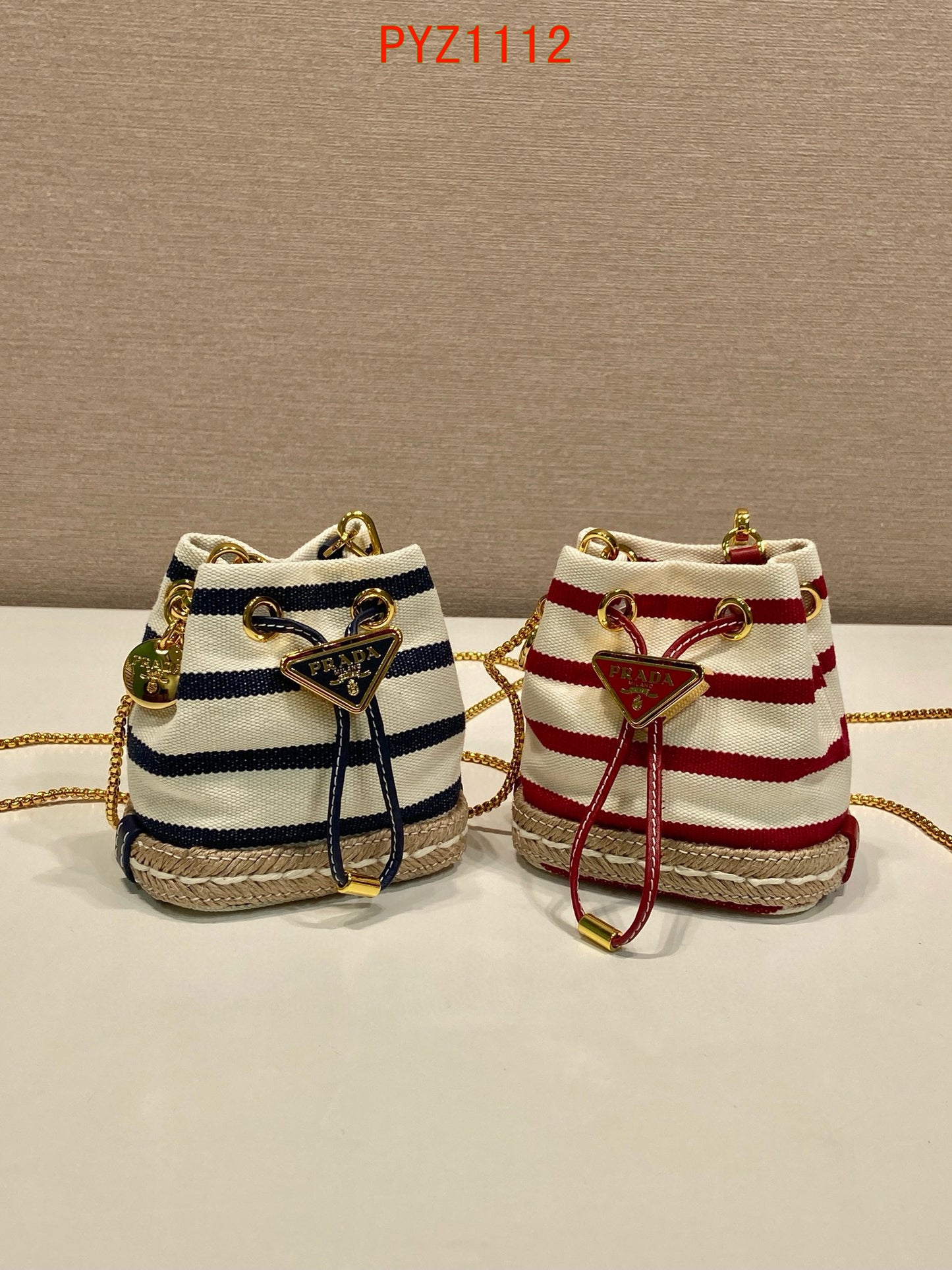 Prada Striped fabric mini-pouch