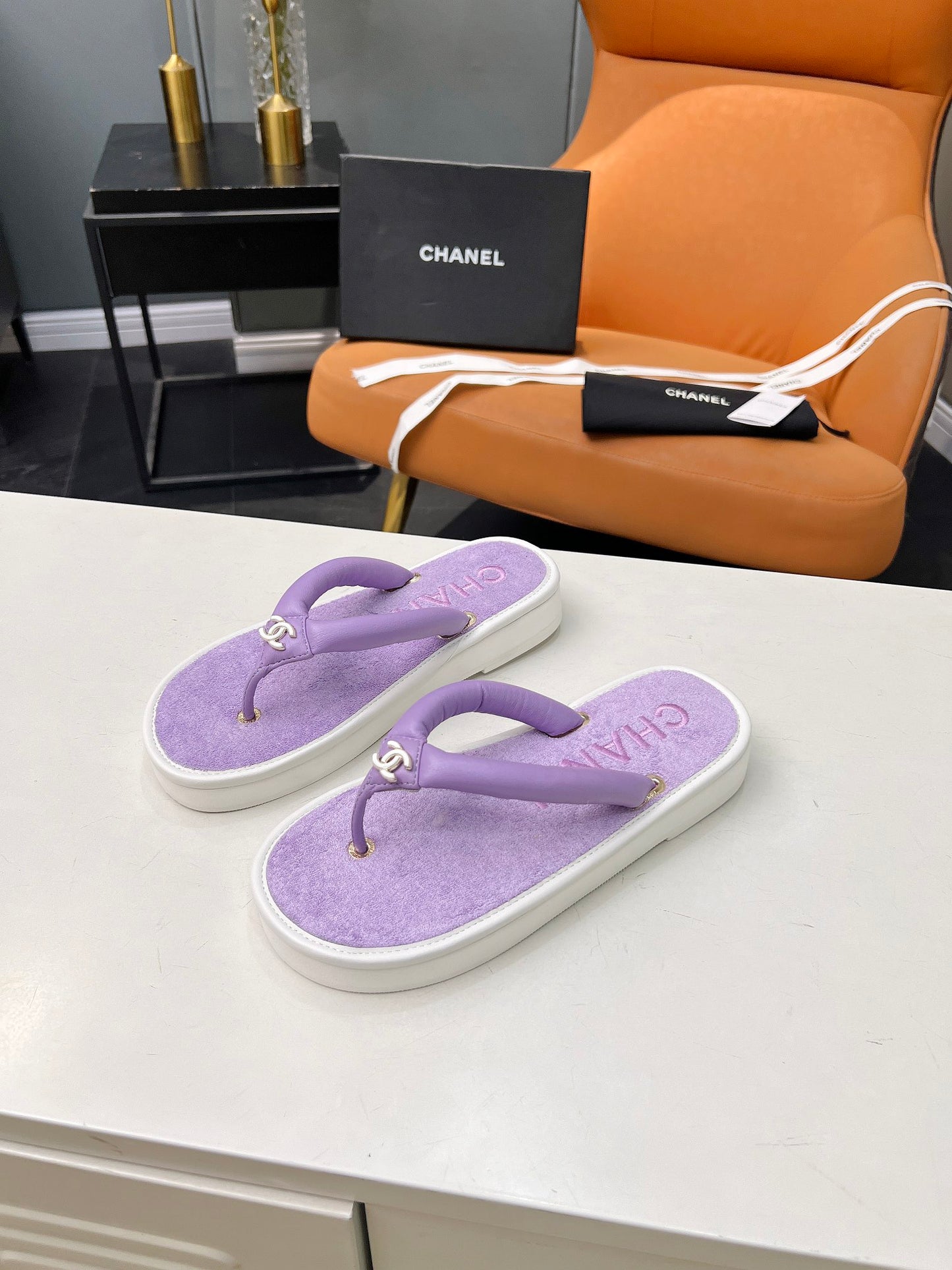 Chanel Flip flop platform slides