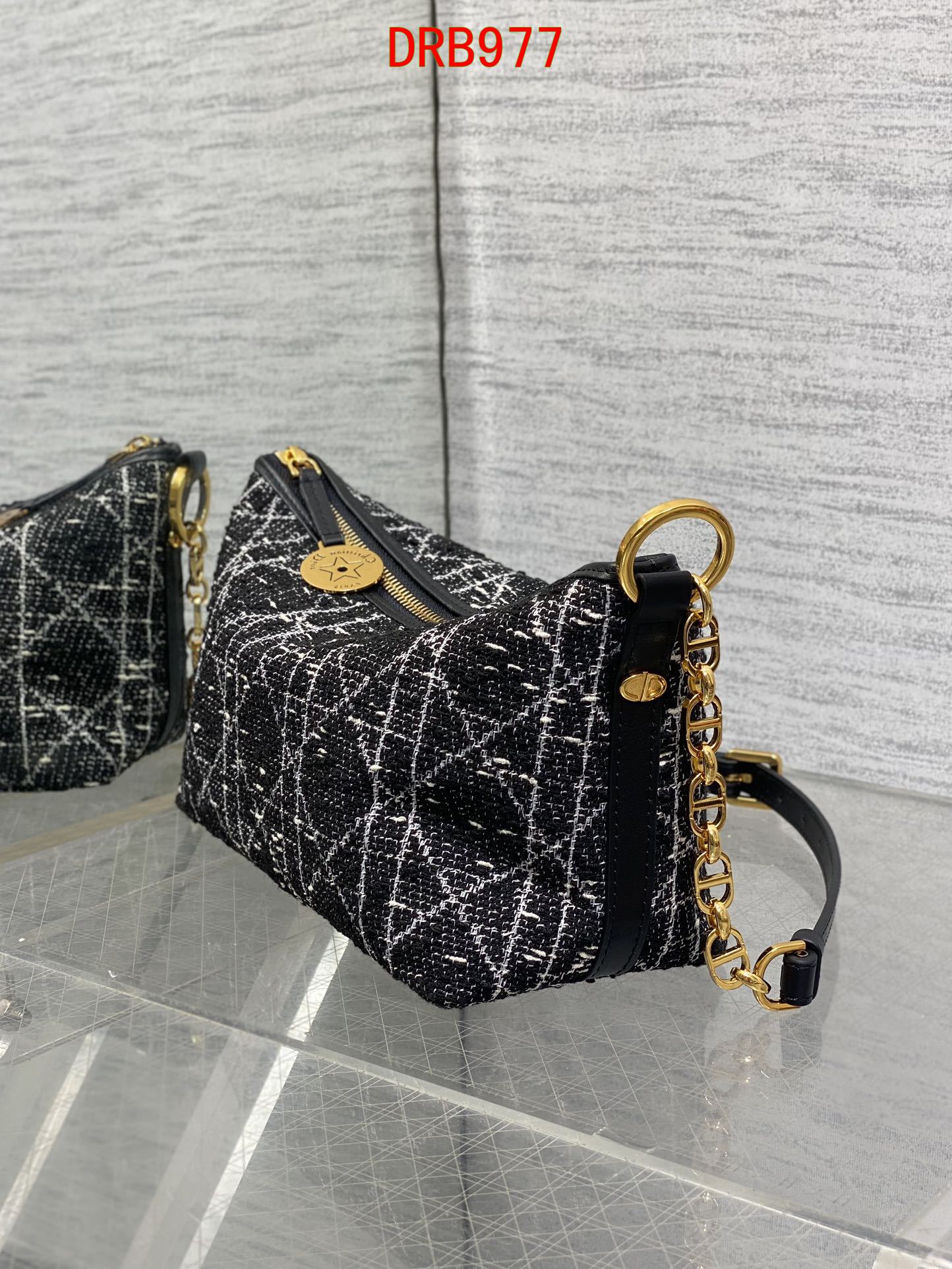 Dior Diorstar Tweed Hobo Bag with Chain