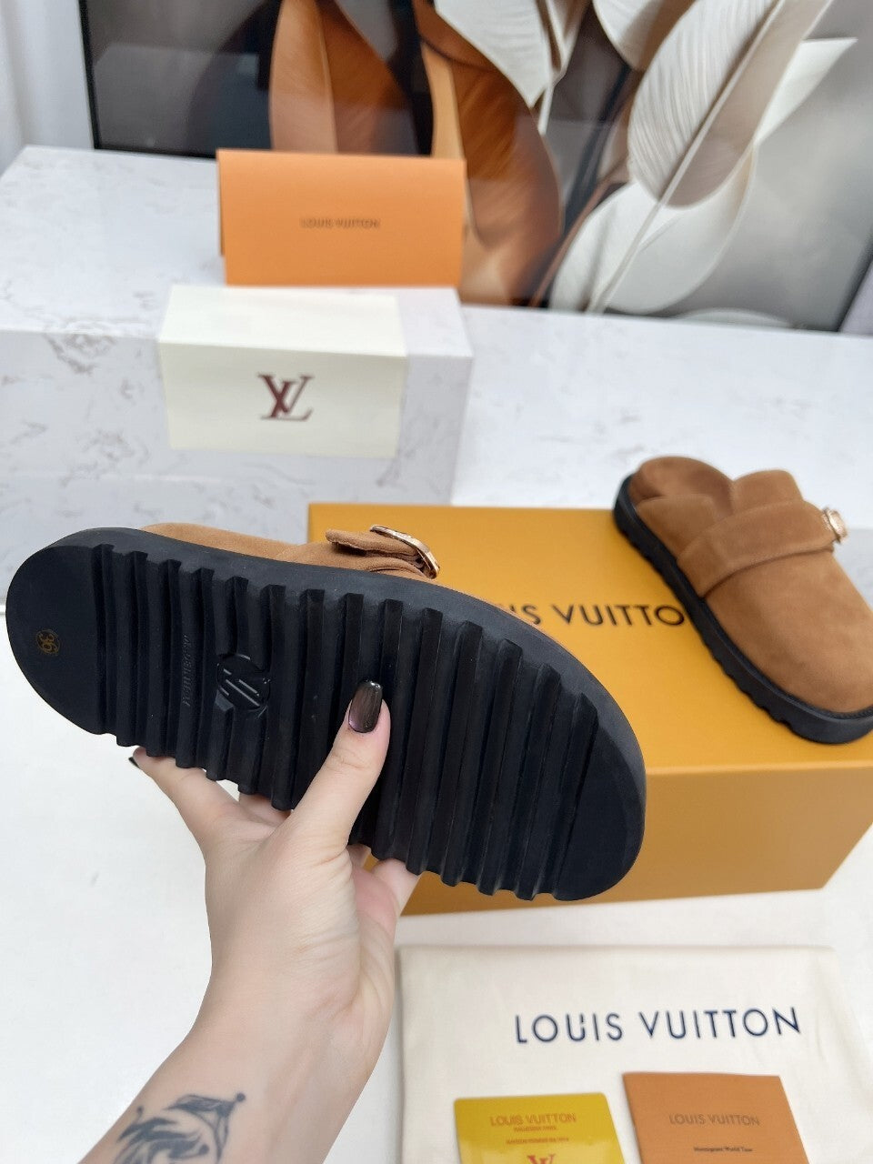 Louis Vuitton Suede Mules
