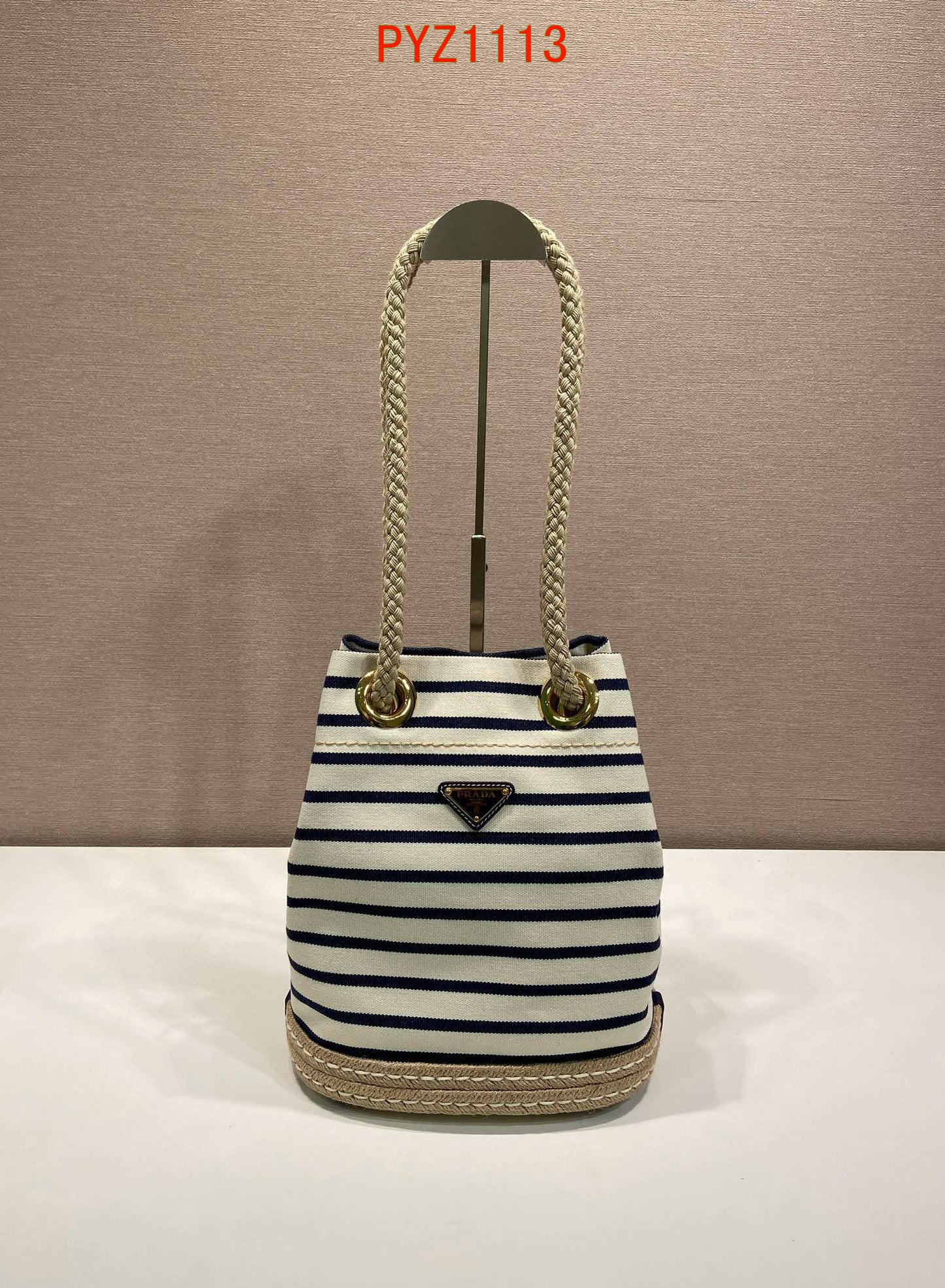 Prada Mariner small striped fabric bucket bag