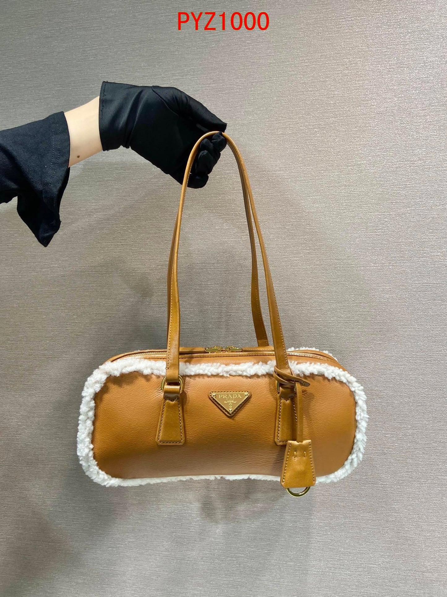 Prada Medium shearling leather tote bag