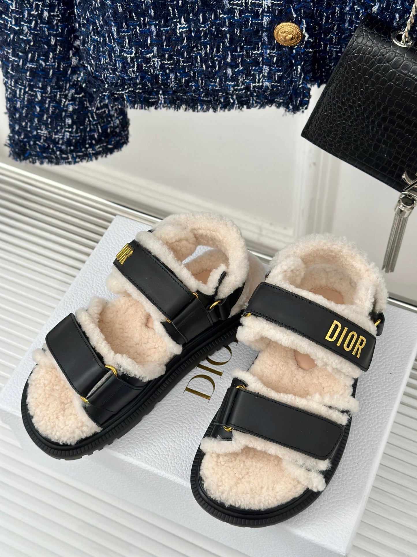 Dior leather Teddy Slippers