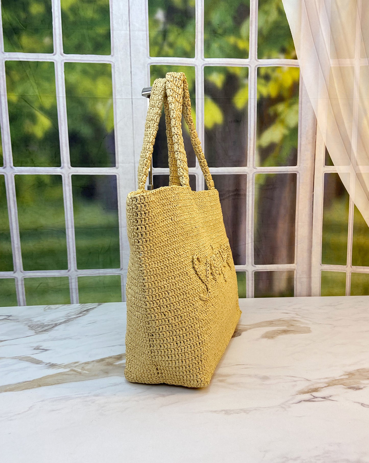 YSL TOTE IN RAFFIA
