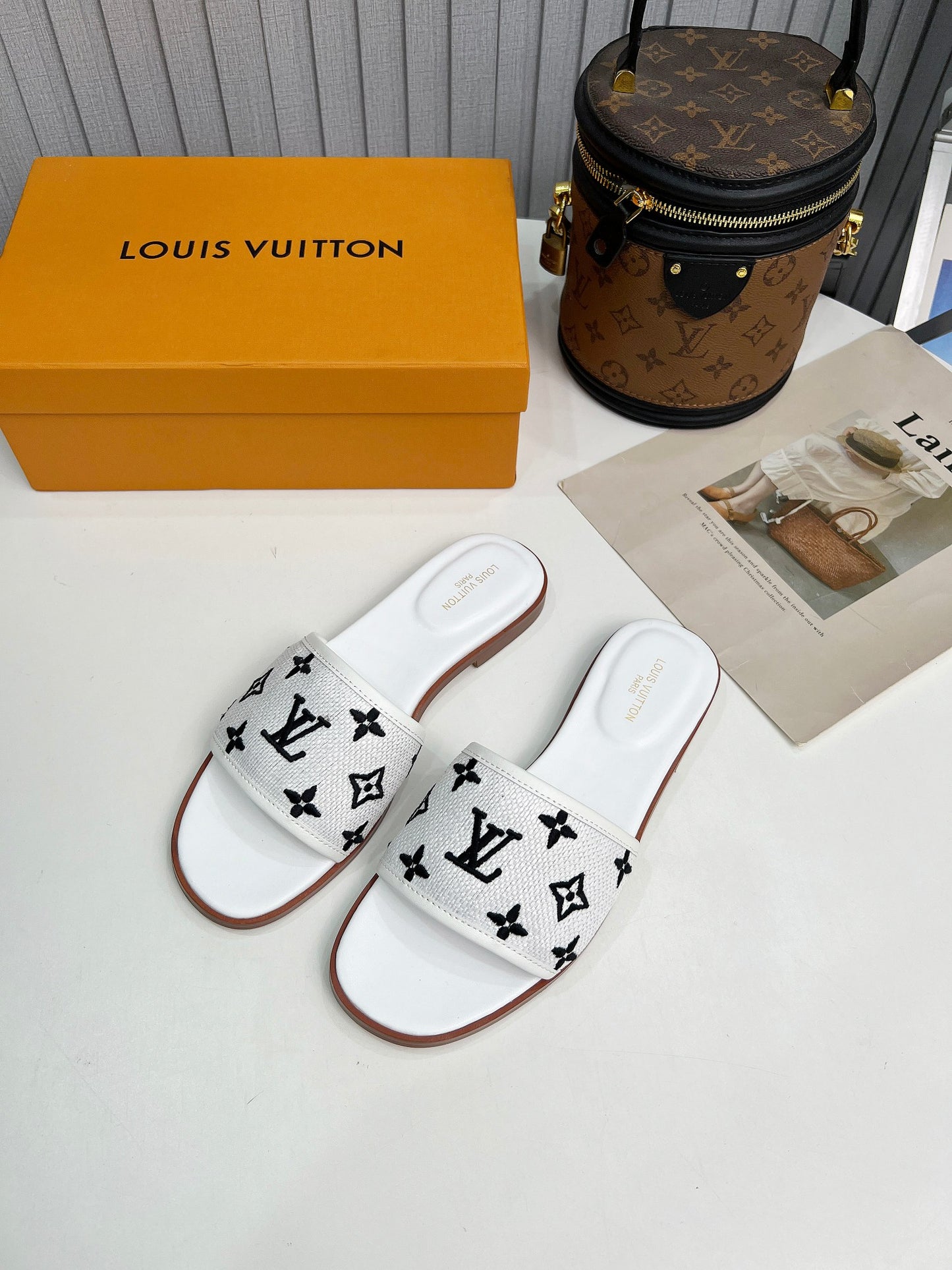 Louis Vuitton Straw Slides