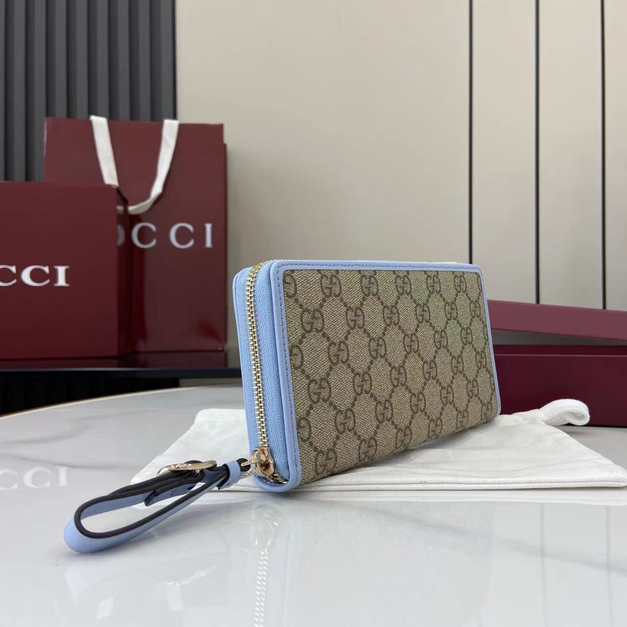 Gucci GG Emblem zip around wallet