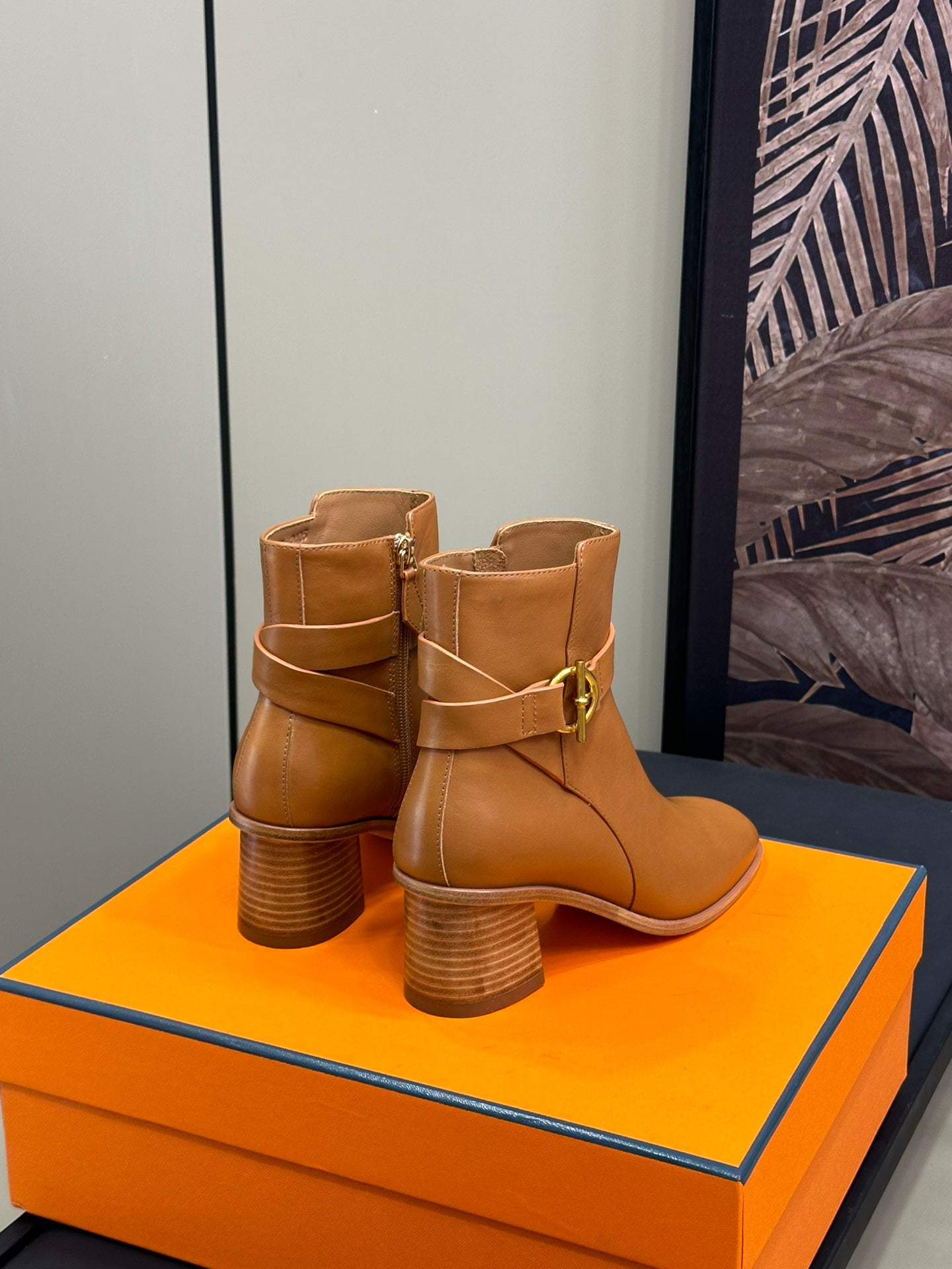 Hermes Heel Ankle Boots leather