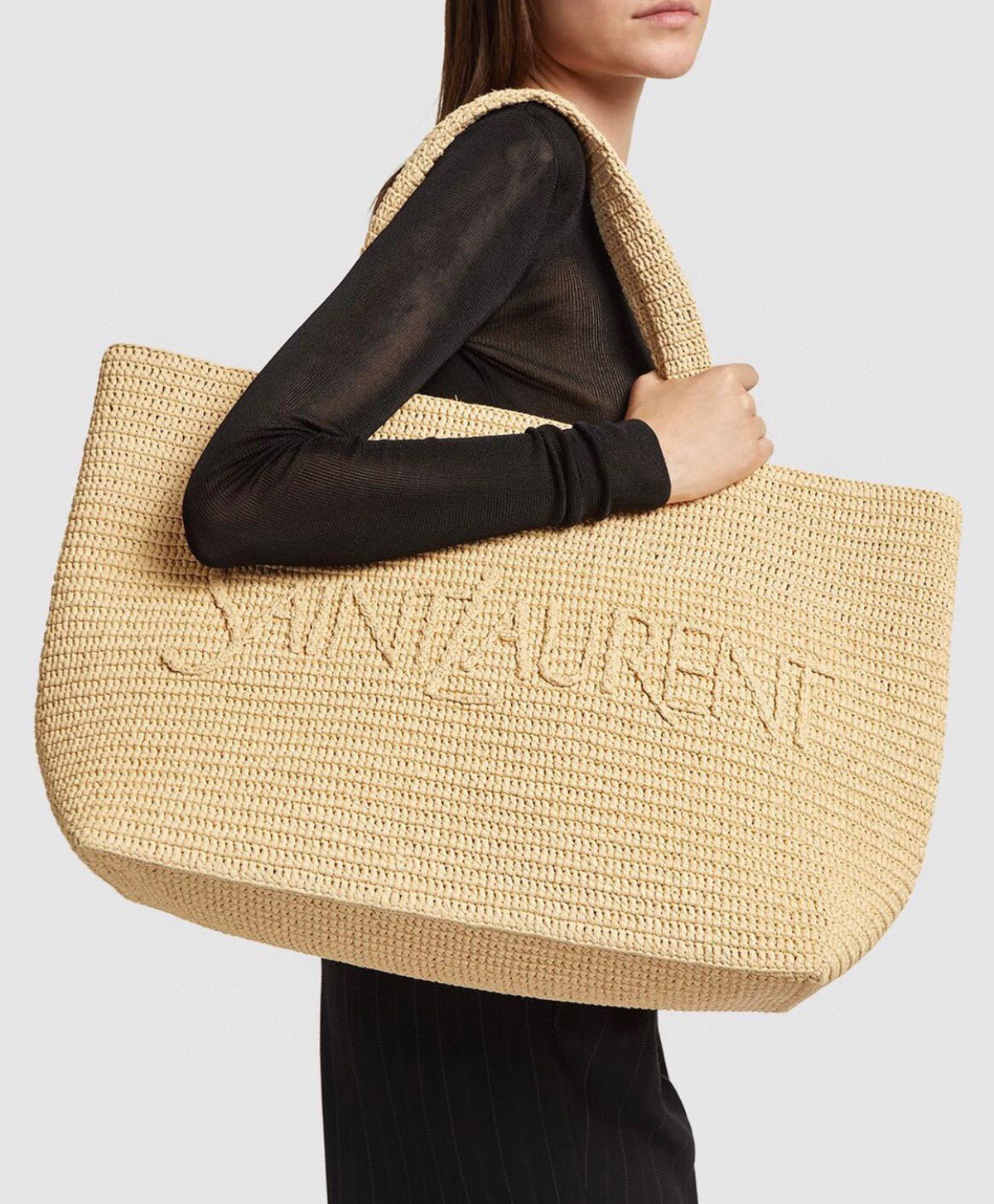 YSL TOTE IN RAFFIA