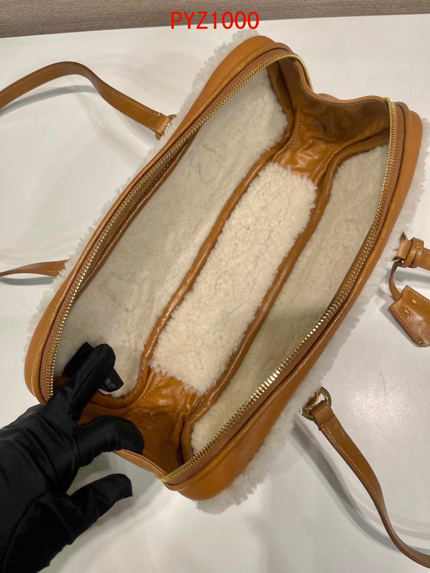 Prada Medium shearling leather tote bag