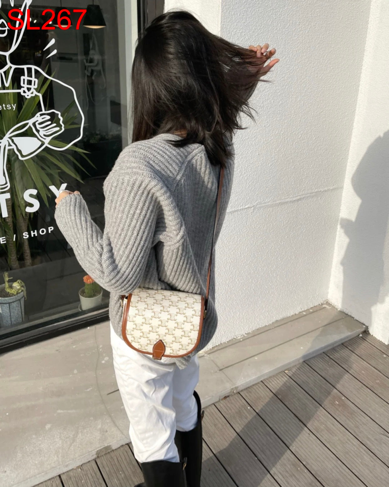 Celine MEDIUM FOLCO BAG IN TRIOMPHE CANVAS