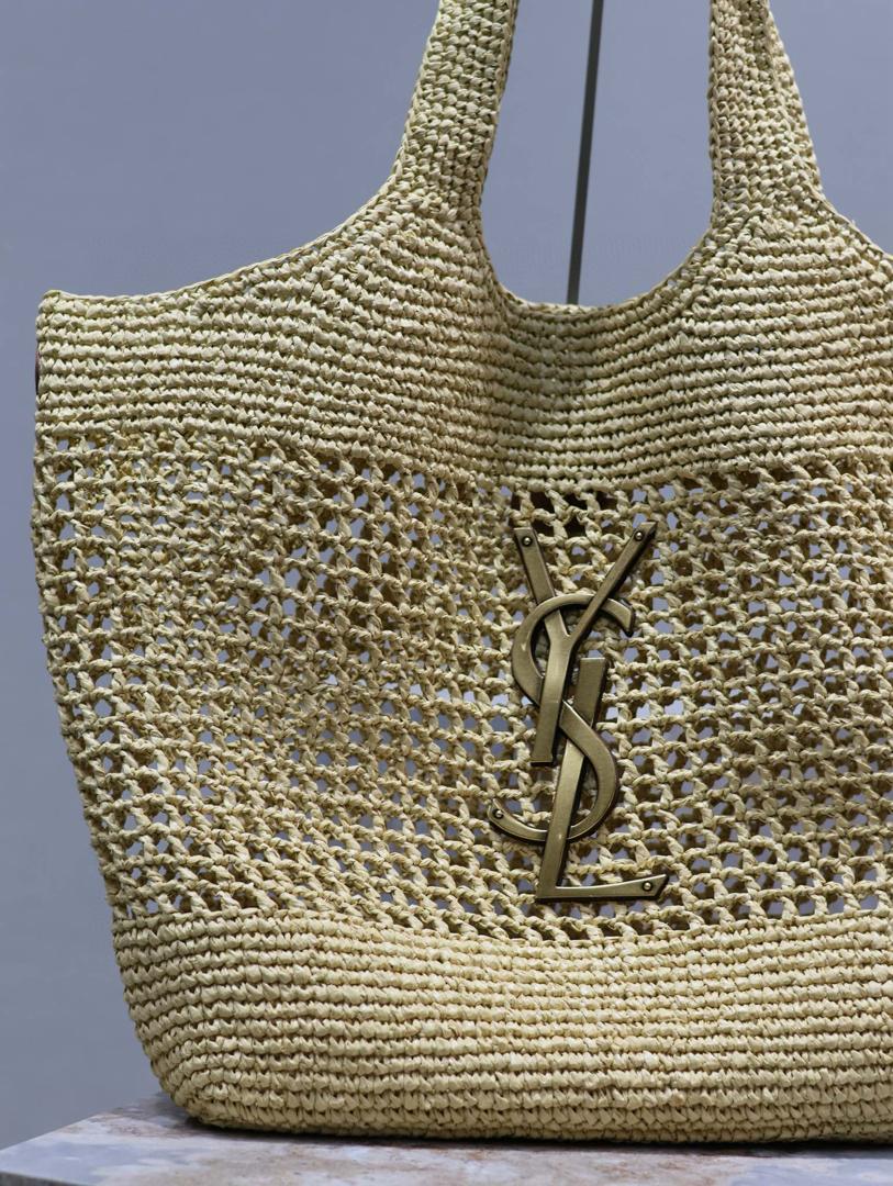 YSL Icare in Raffia bag