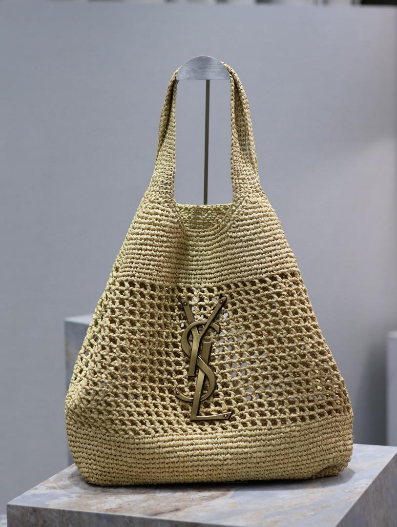 YSL Icare in Raffia bag