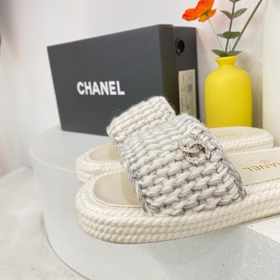Chanel Straw Slippers