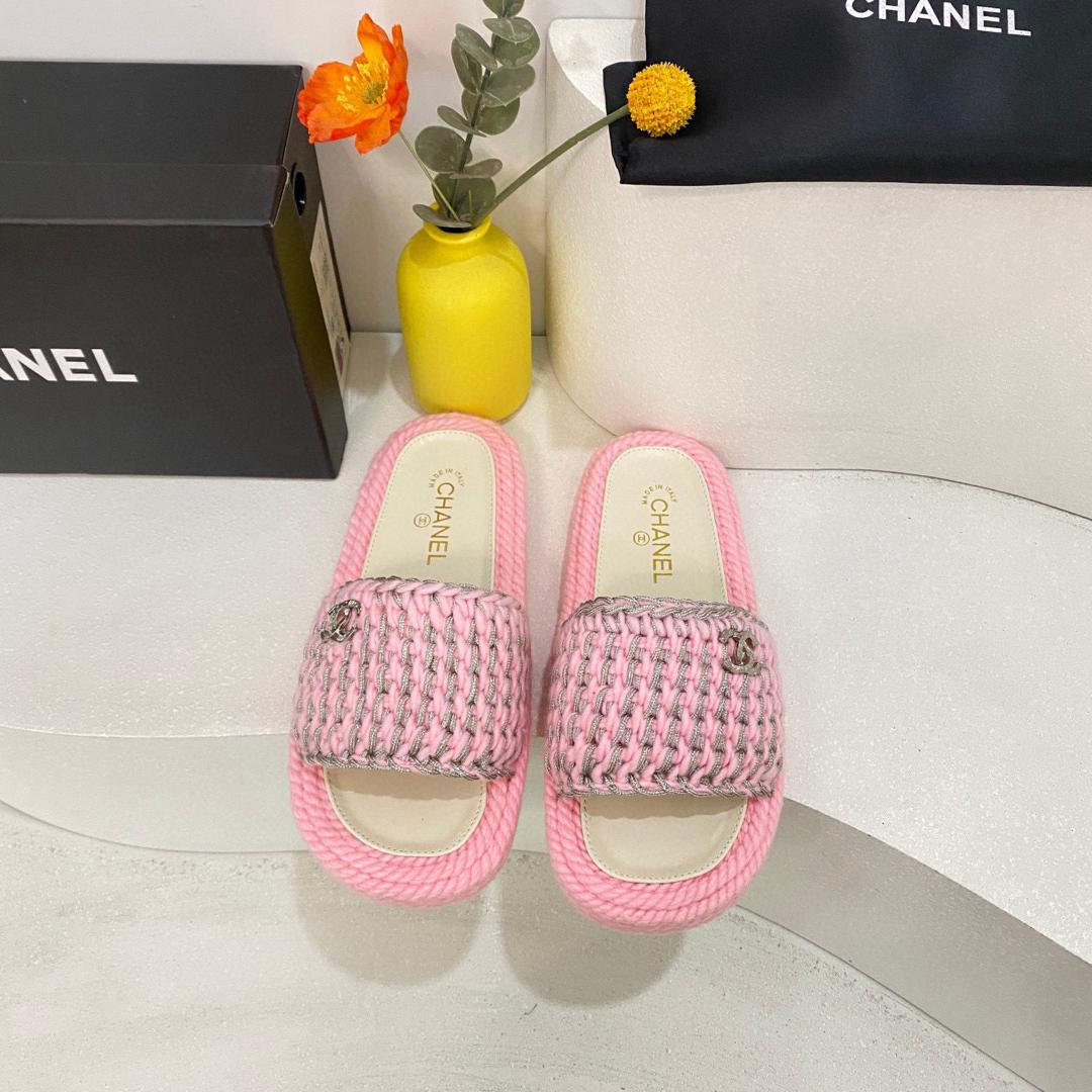 Chanel Straw Slippers