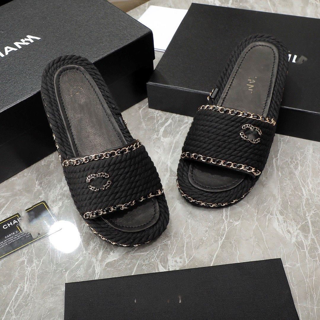 Chanel Straw Slippers
