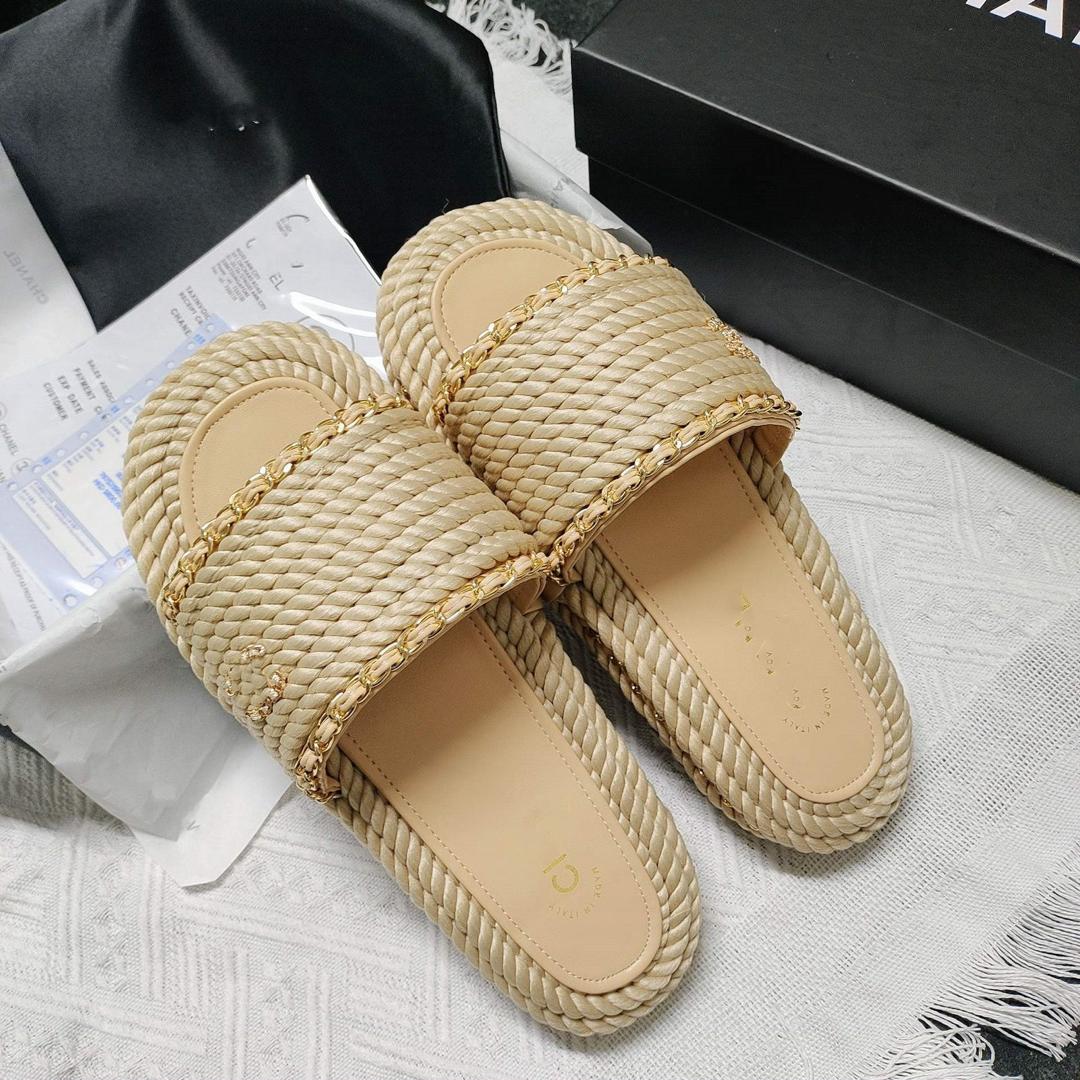 Chanel Straw Slippers