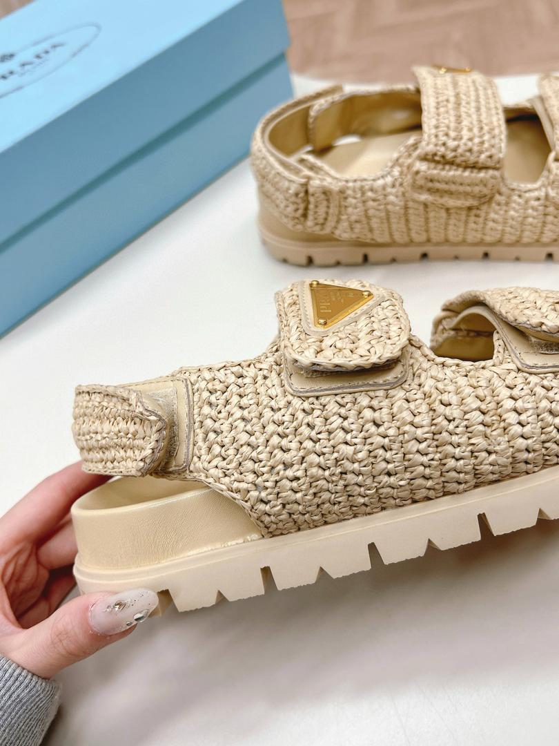 Prada Raffia Sandals