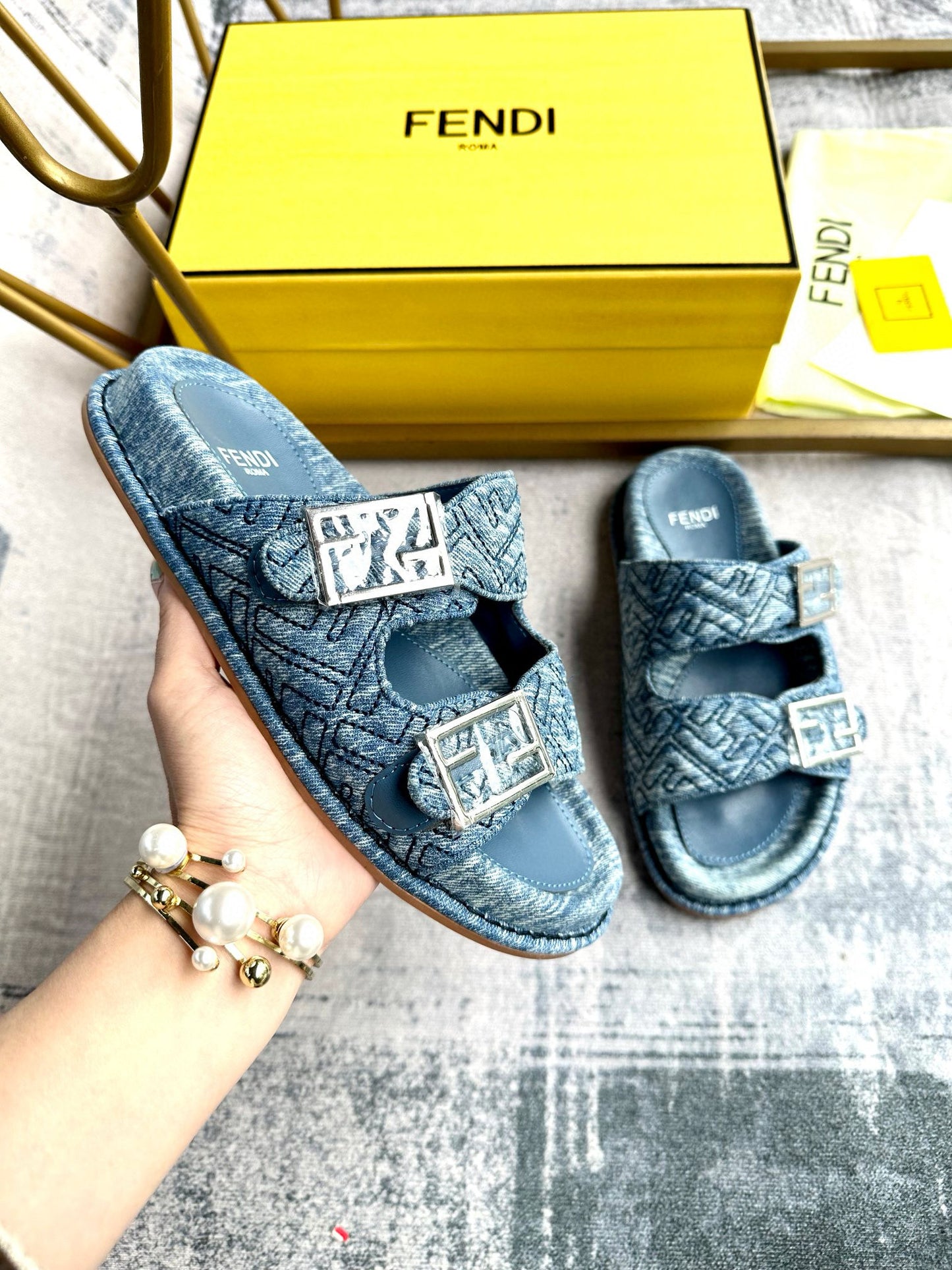 Fendi Denim Sandals