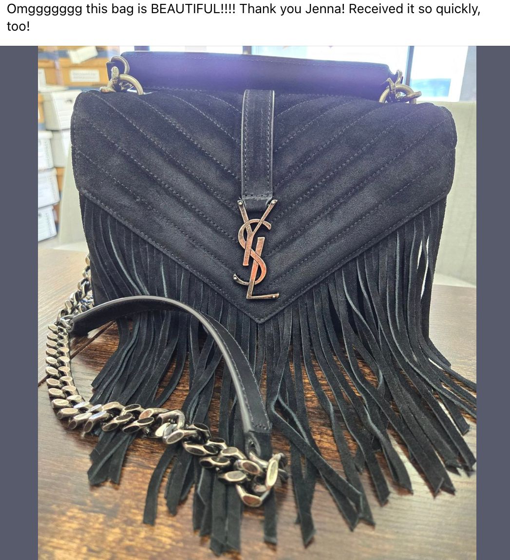 A Review of YSL Collège Medium suede shoulder bag with fringes