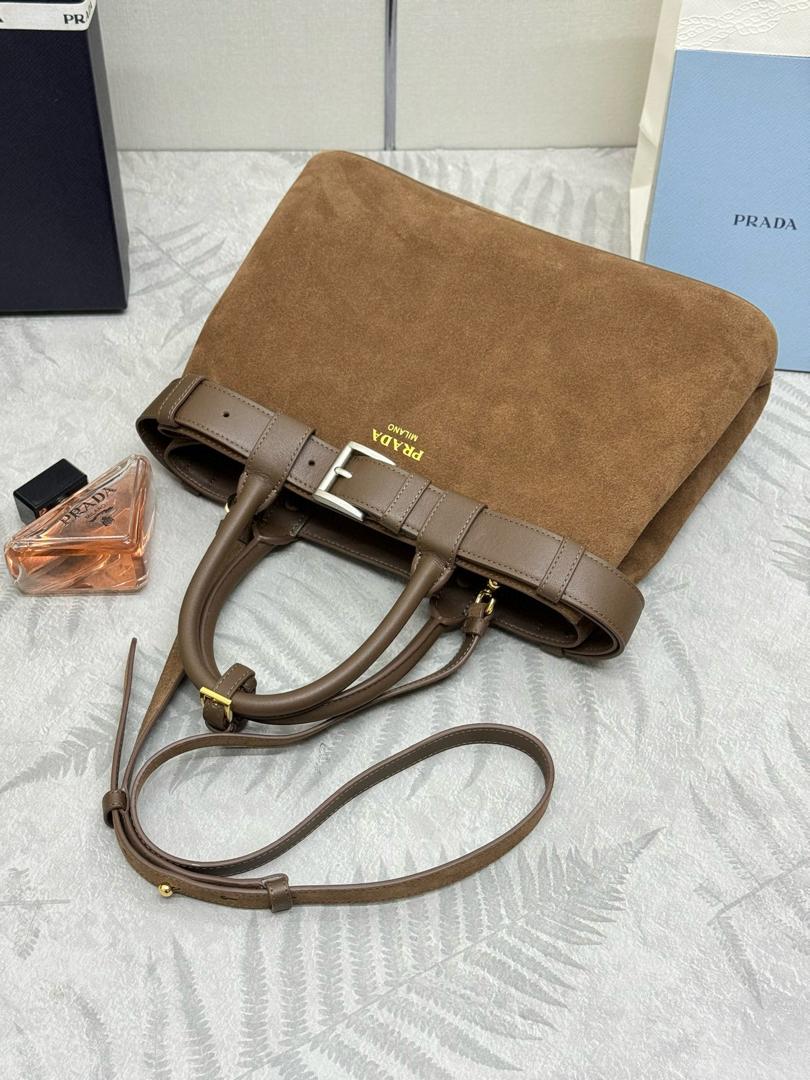 Prada Suede Buckle Handbag