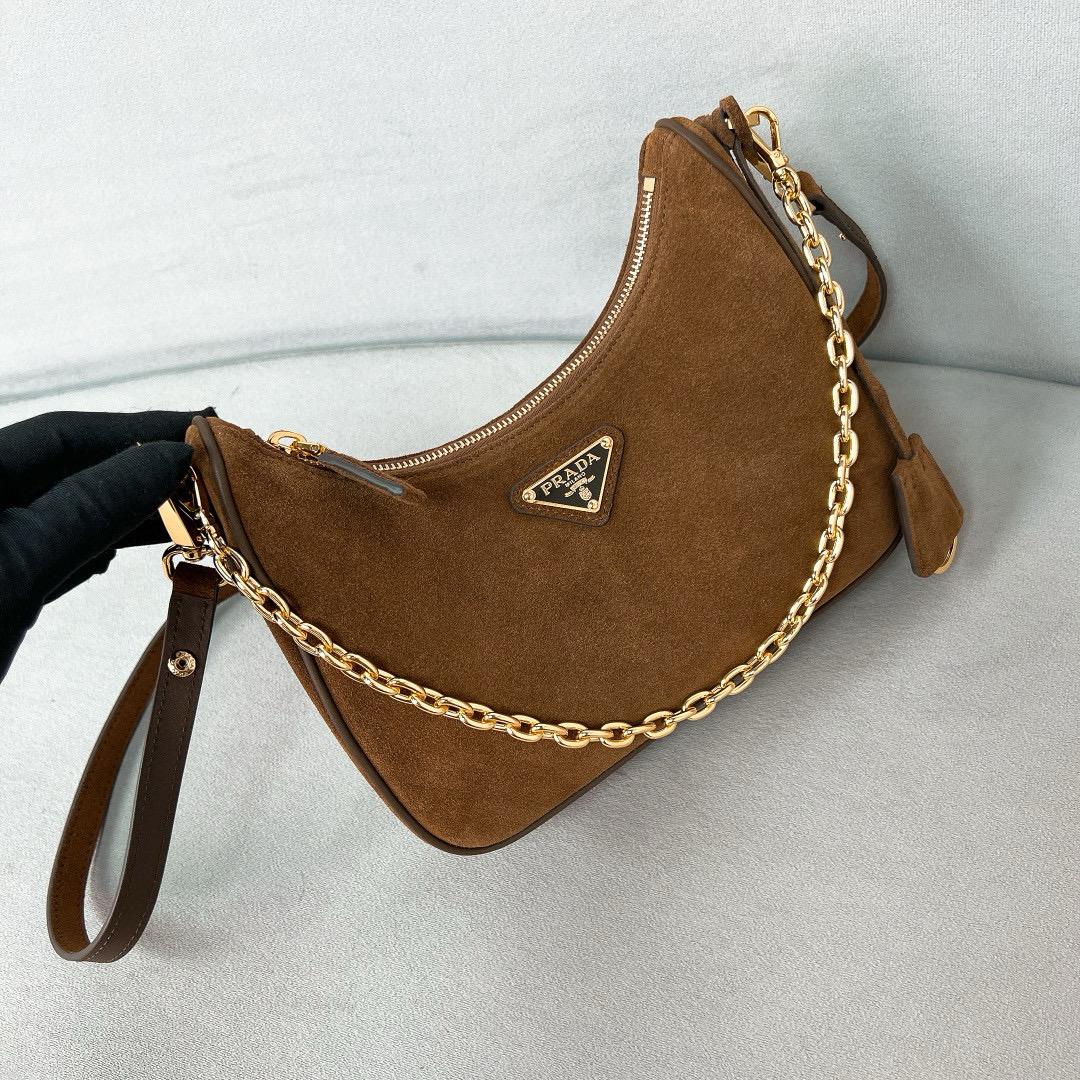 Prada Mini Suede Re-Edition with chain