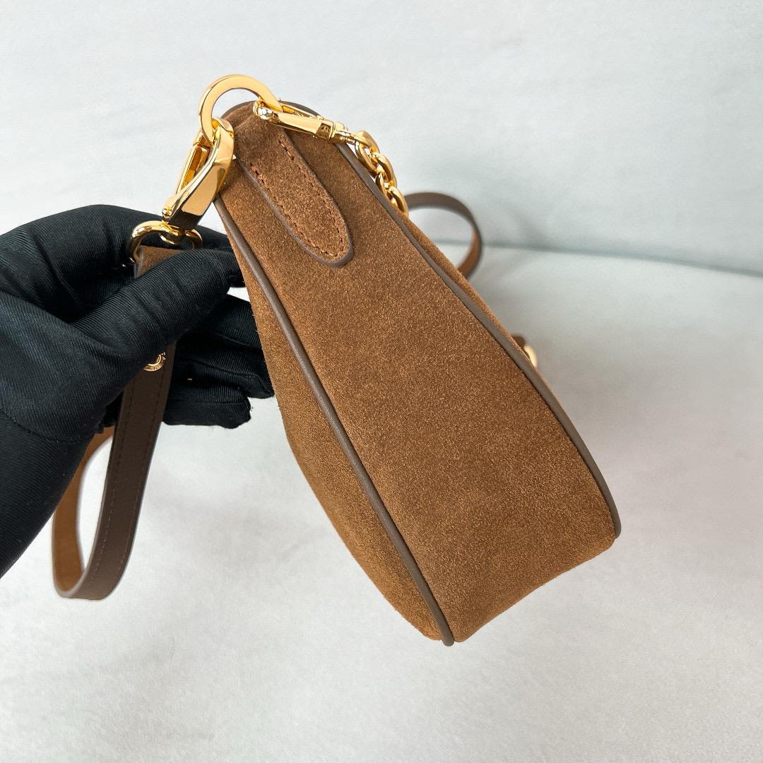 Prada Mini Suede Re-Edition with chain