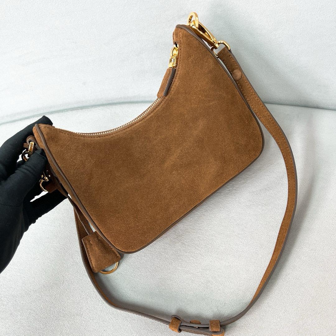Prada Mini Suede Re-Edition with chain