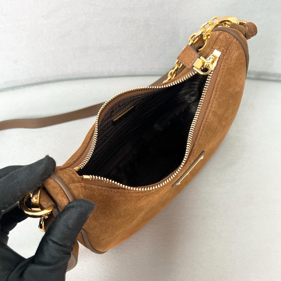 Prada Mini Suede Re-Edition with chain