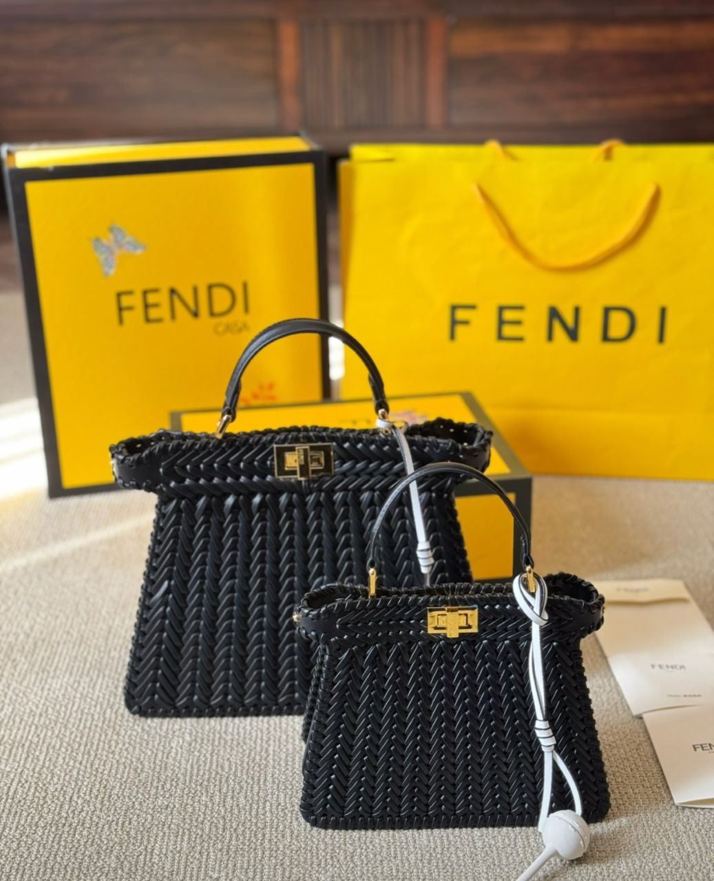 Fendi Peekaboo Straw bag