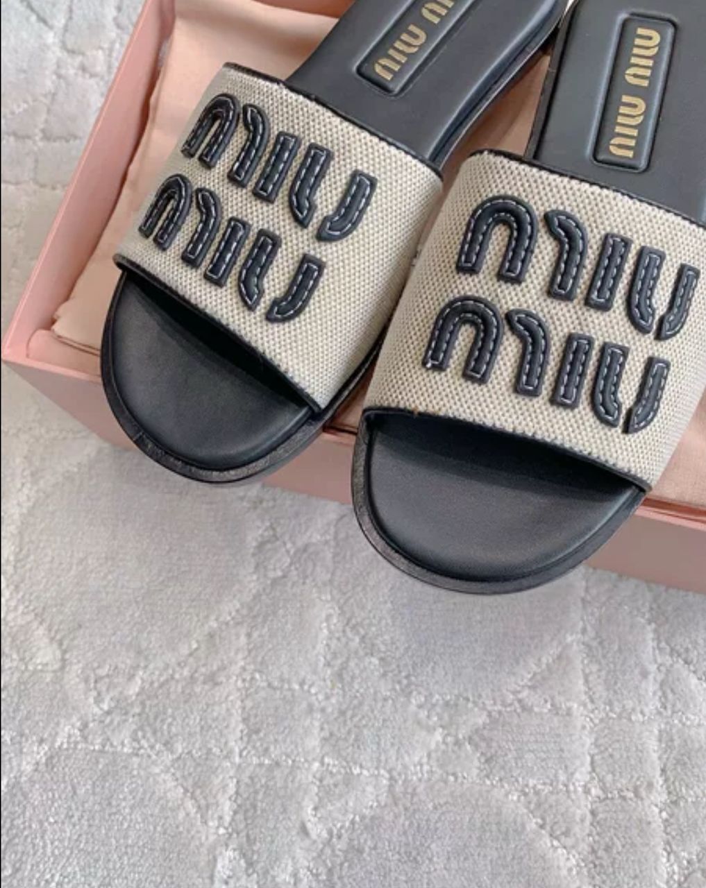 Miu Miu Raffia Slides
