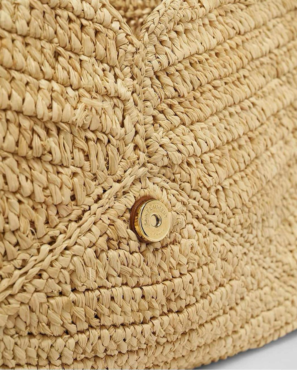 YSL Large YSL Envelope Pouch Clutch Bag In Raffia & Leather