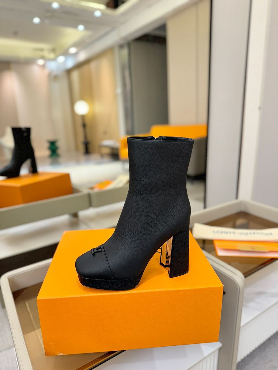 Louis Vuitton Leather Heel Boots