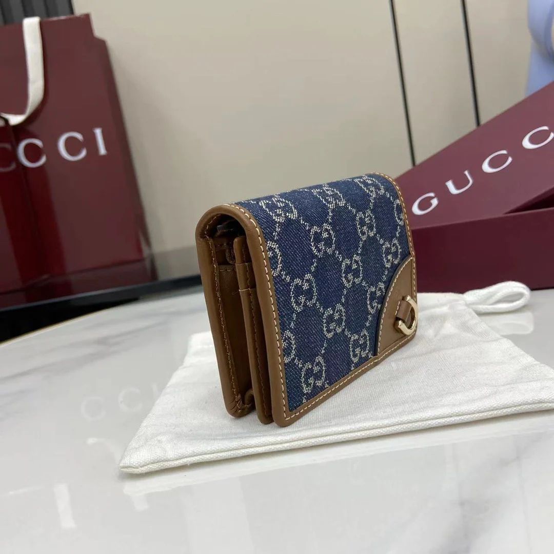 Gucci GG Emblem mini wallet denim