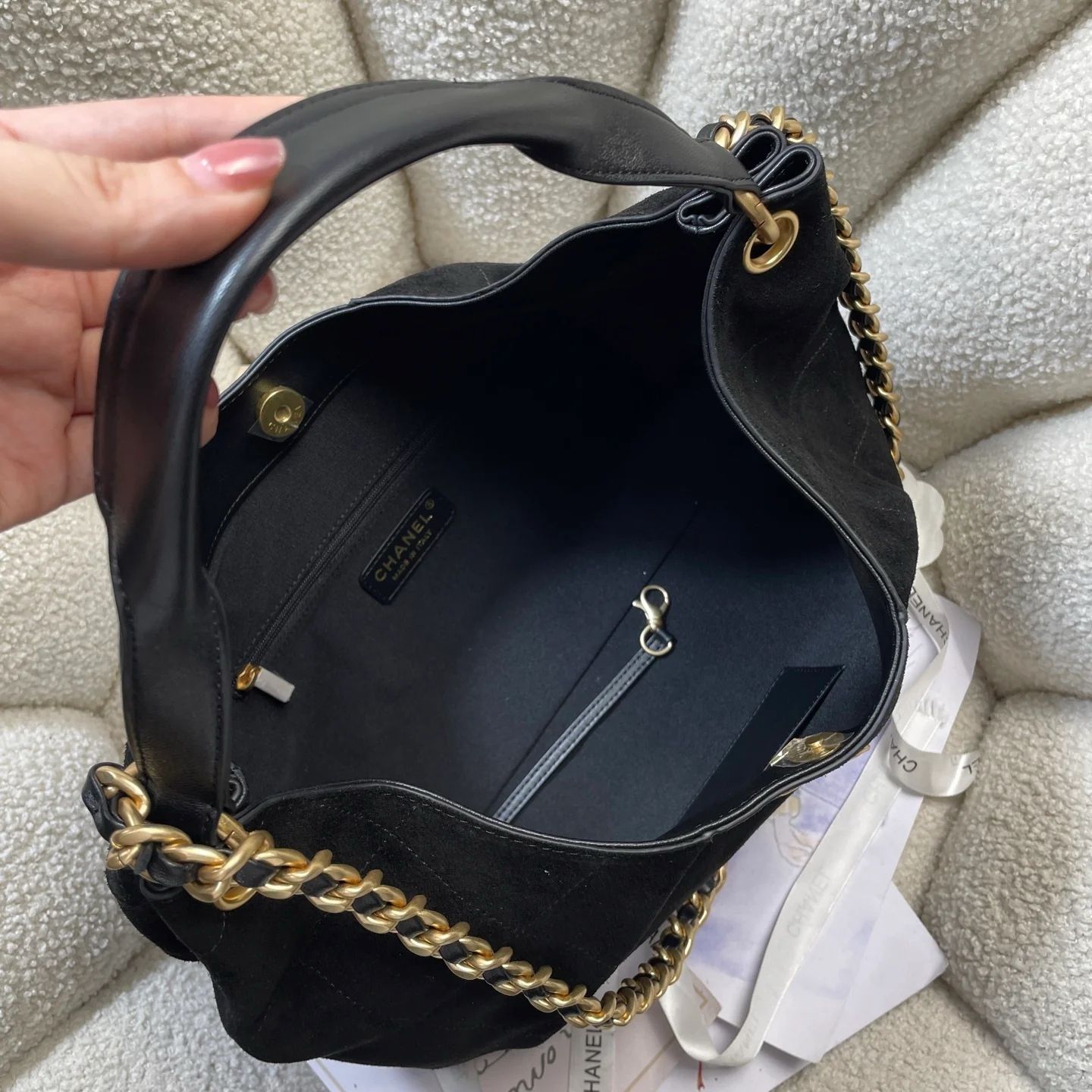 Chanel Suede Tote bag with chain