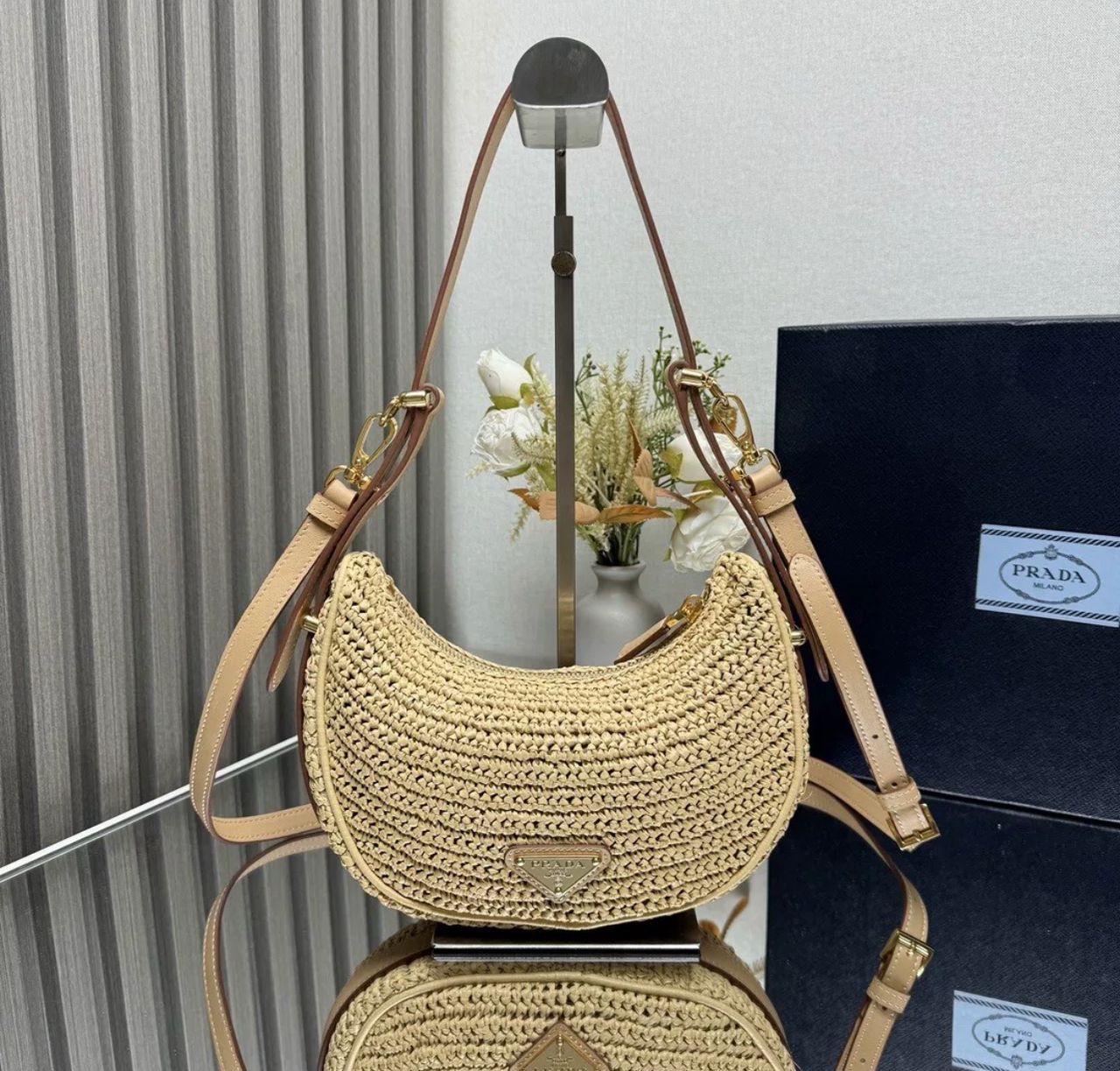 Prada Arqué crochet shoulder bag