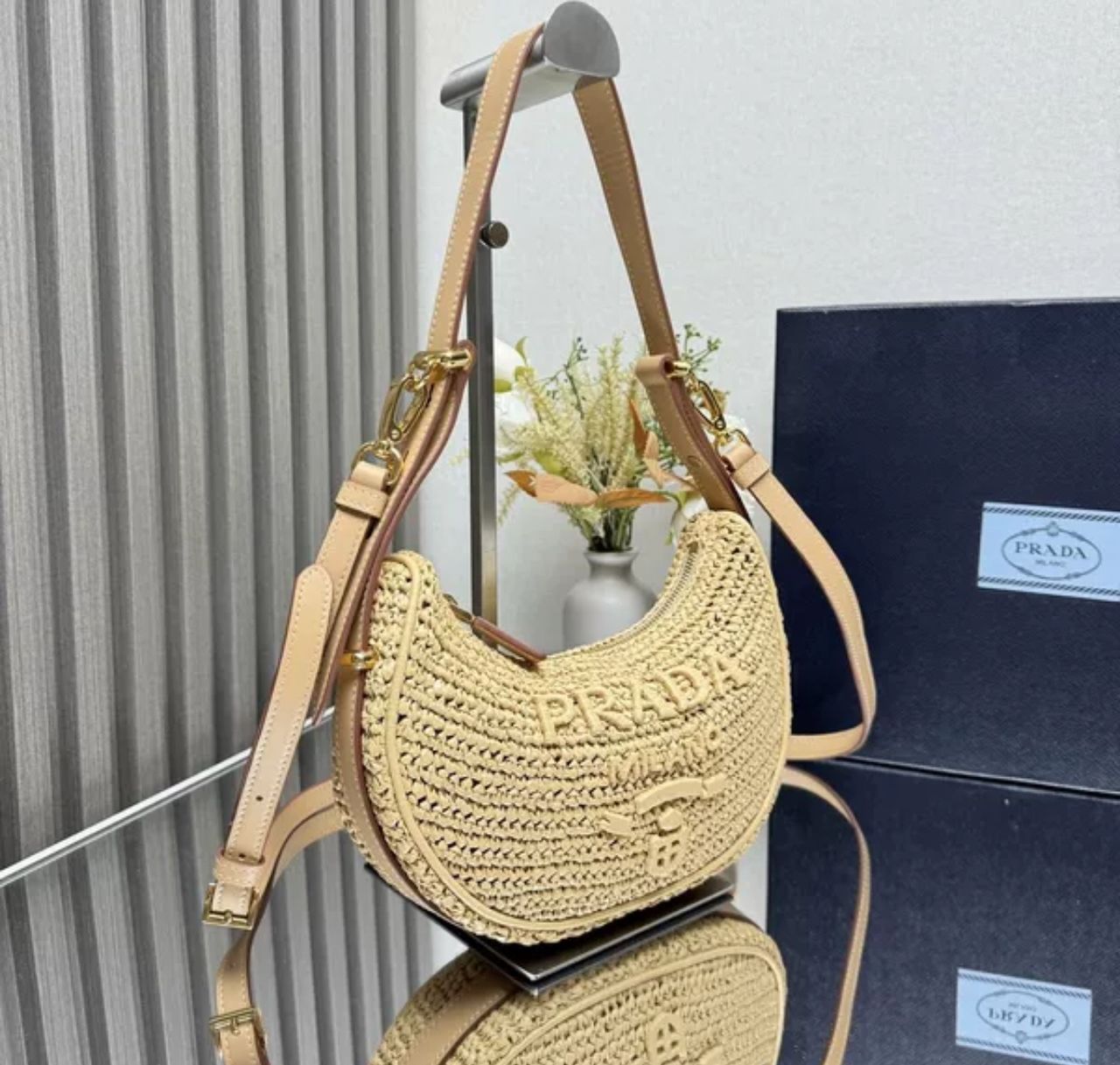 Prada Arqué crochet shoulder bag