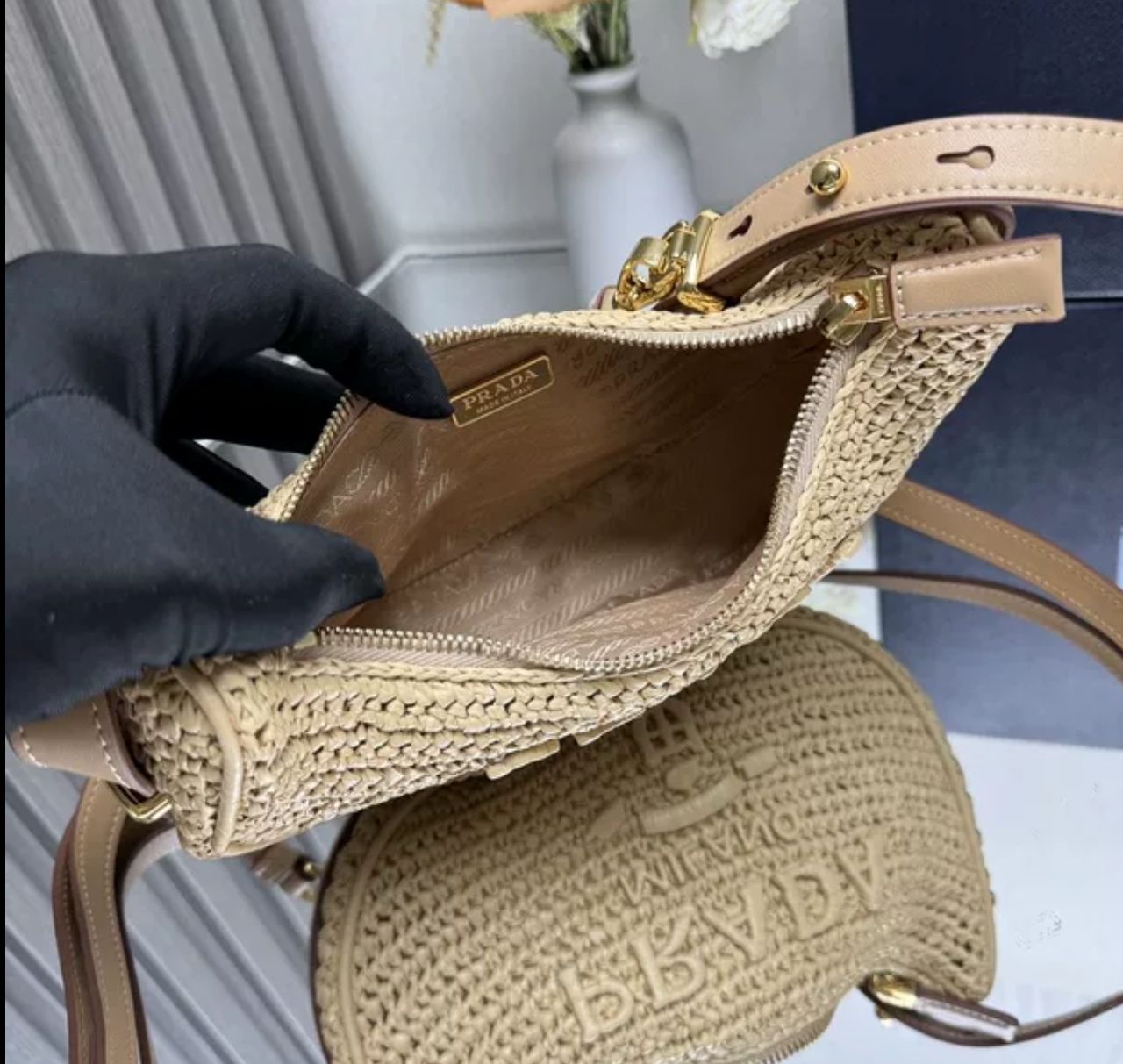 Prada Arqué crochet shoulder bag