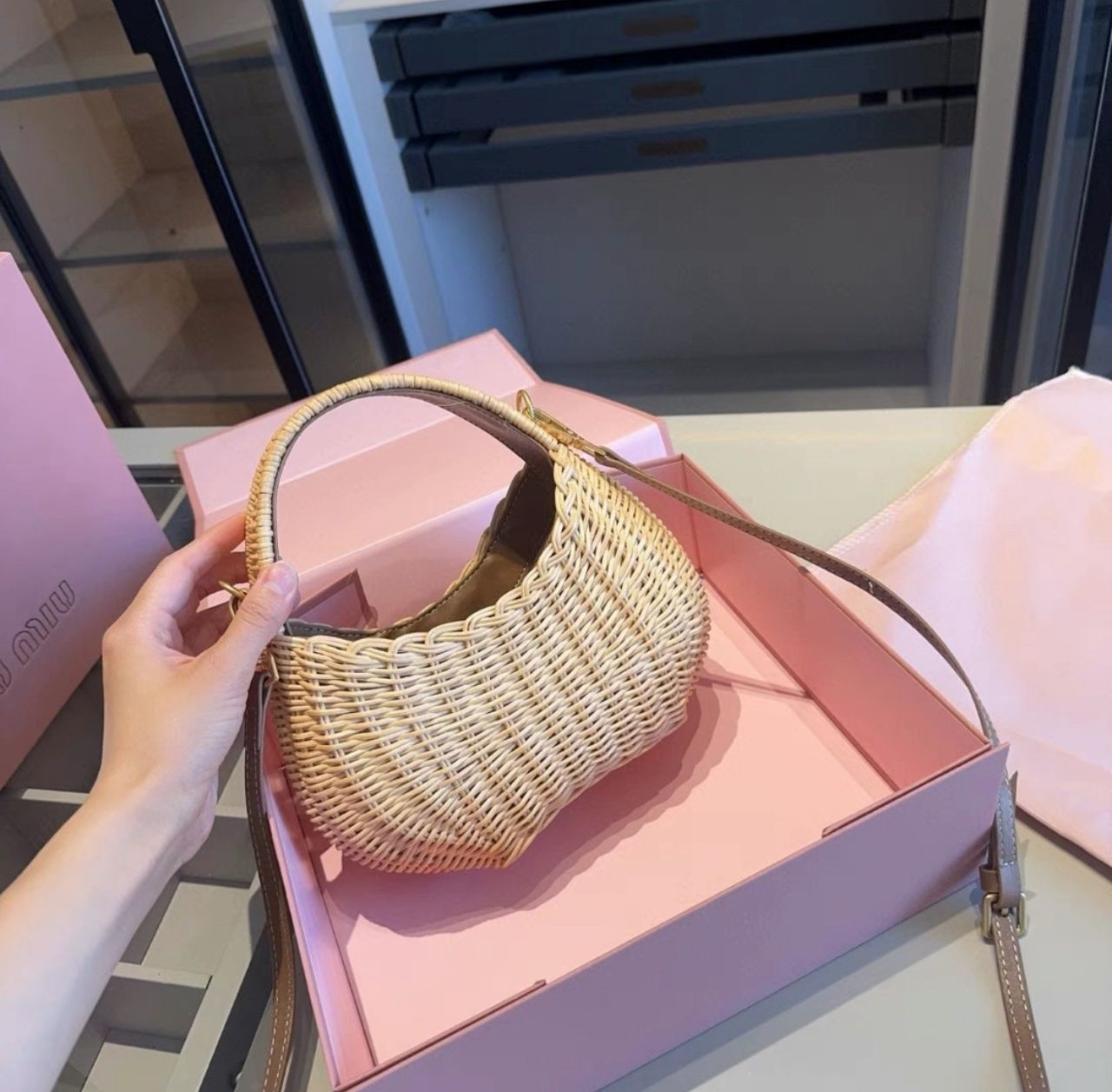 Miu Miu Wander wicker handbag