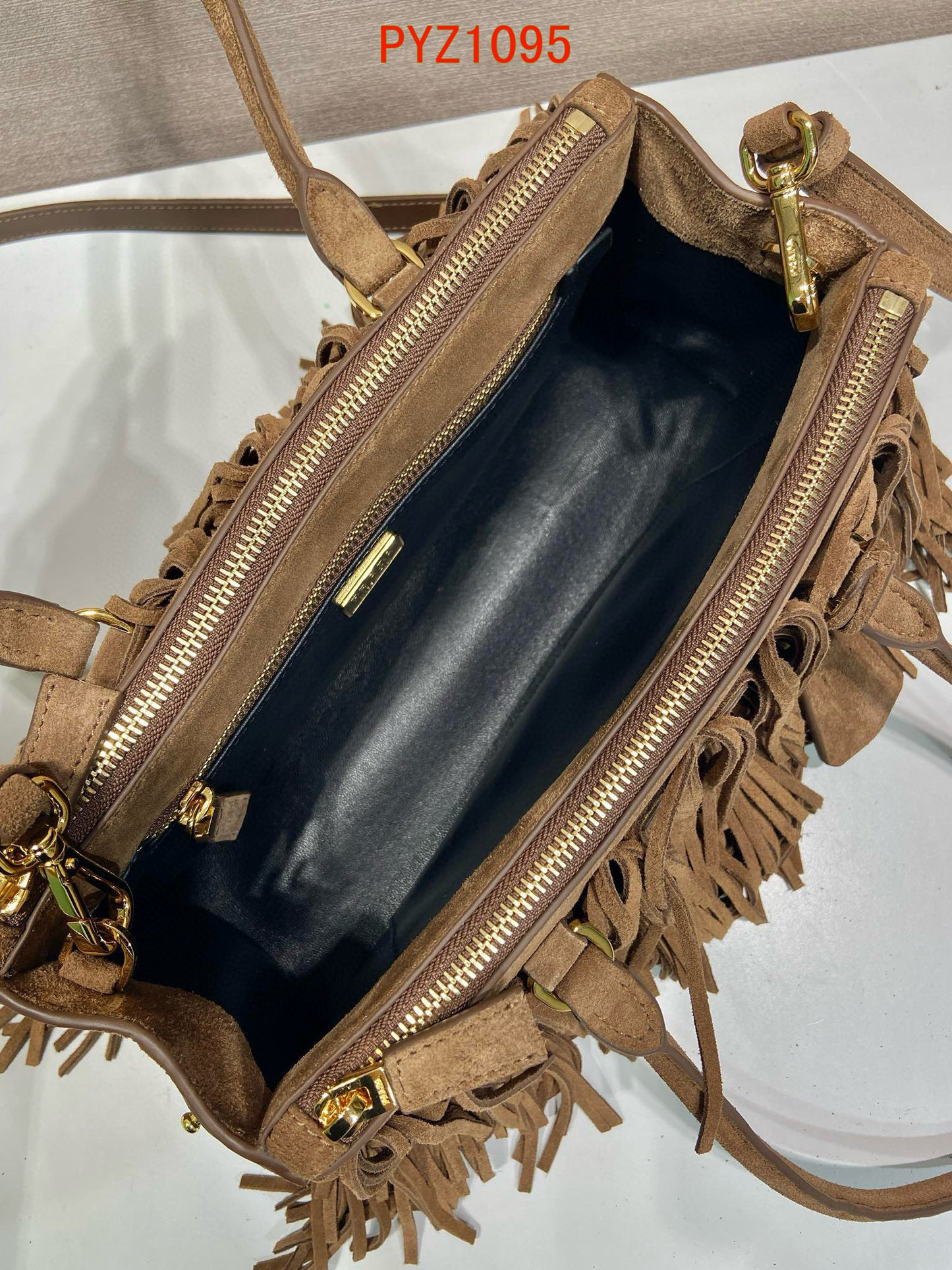 Prada Galleria medium suede bag with fringe