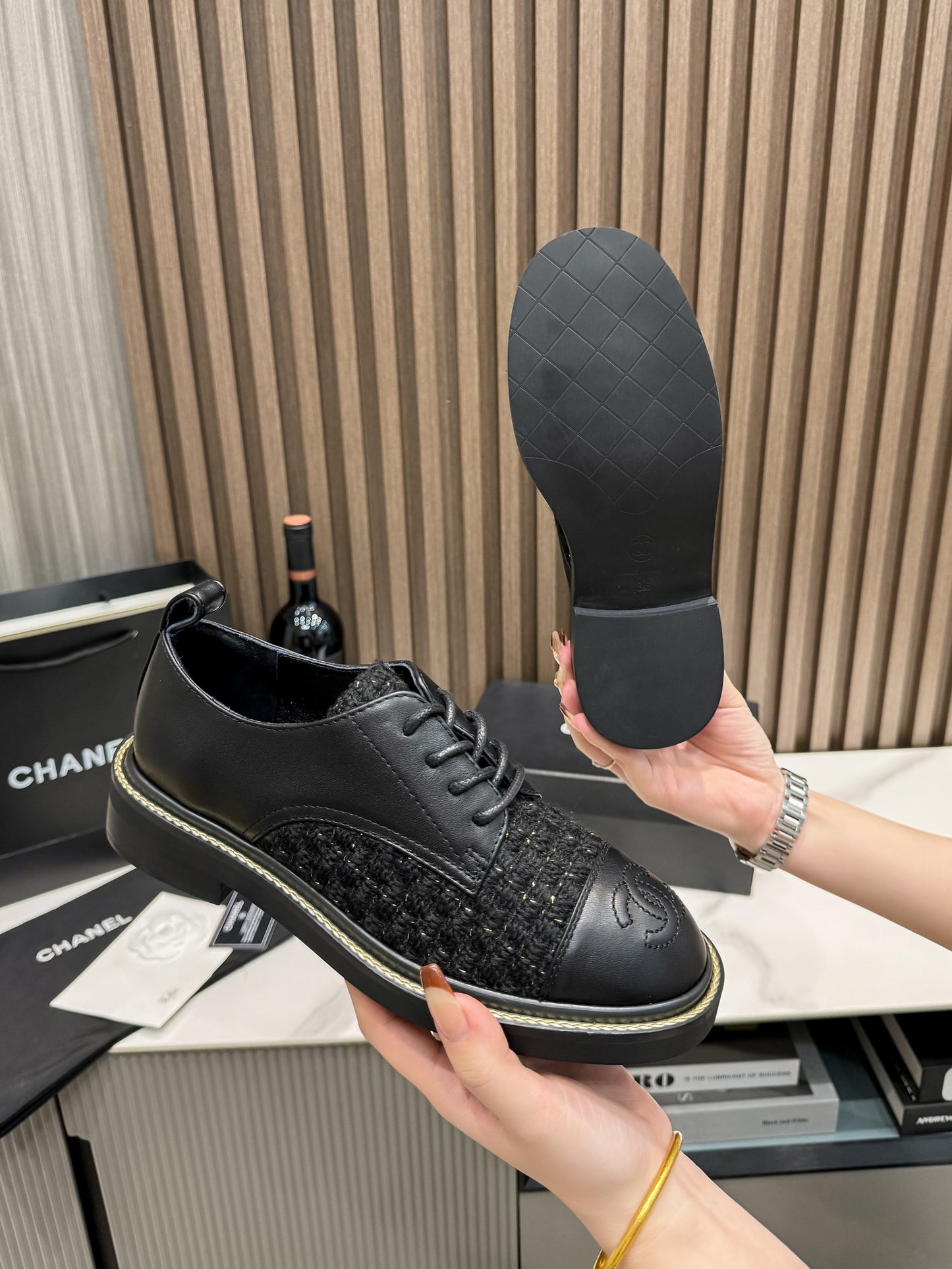 Chanel Tweed/leather Shoes