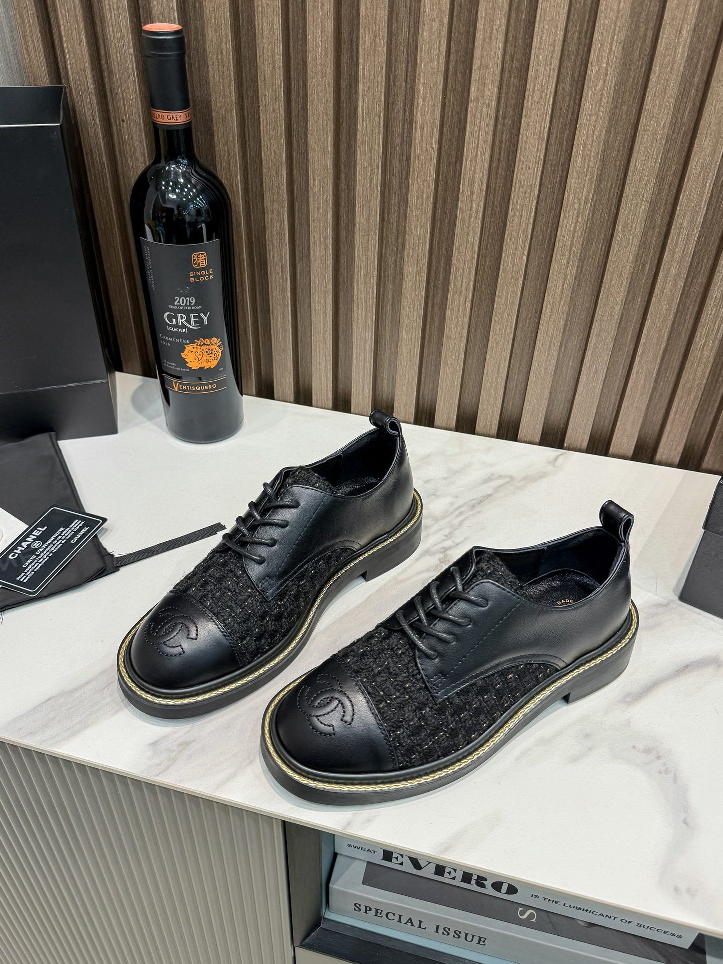 Chanel Tweed/leather Shoes