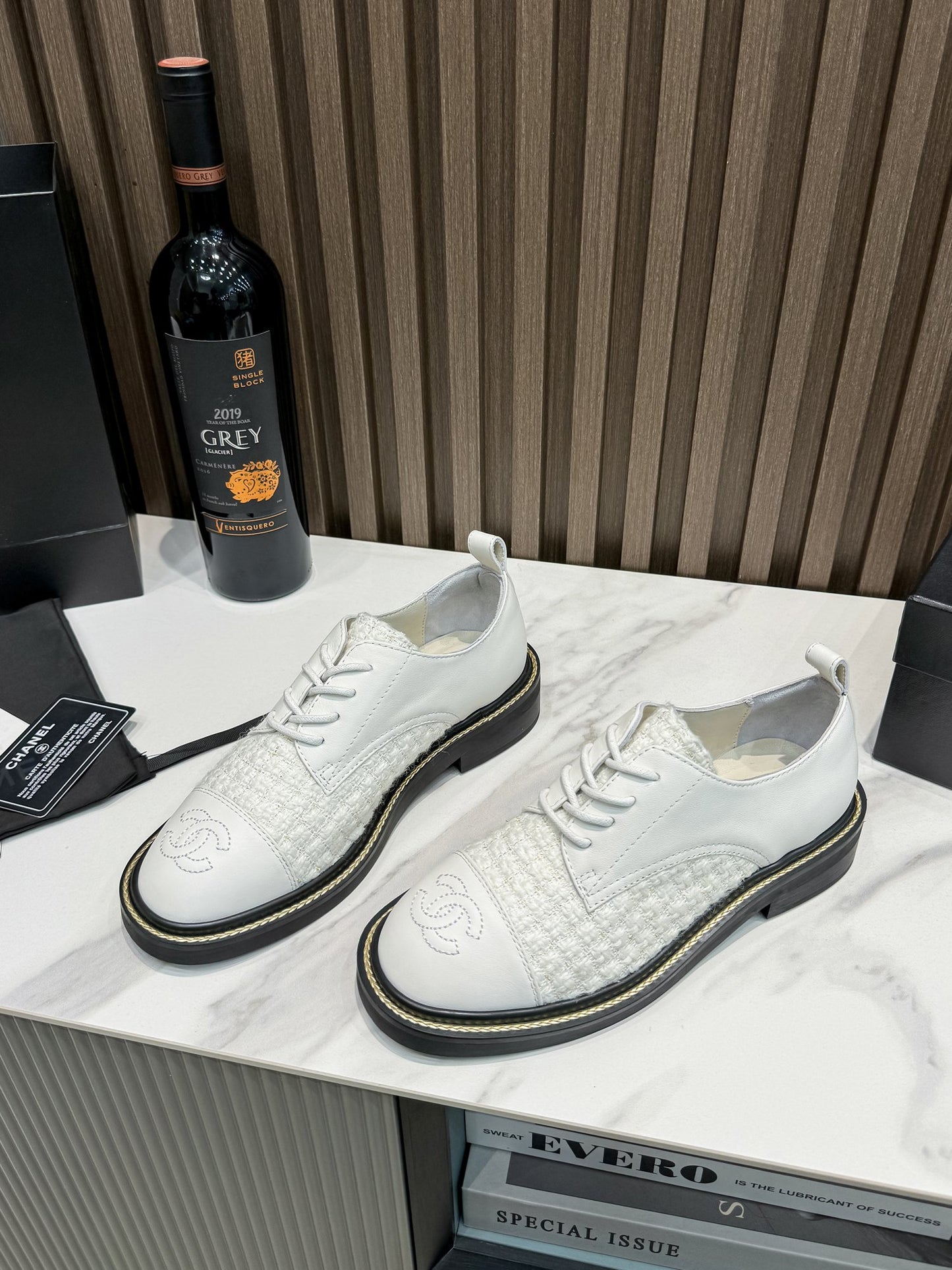 Chanel Tweed/leather Shoes