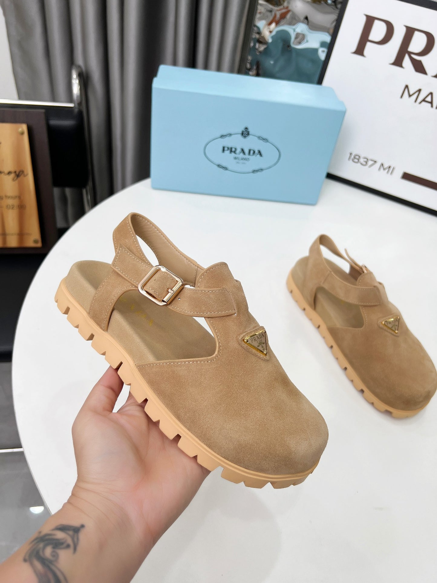 Prada Suede Clogs