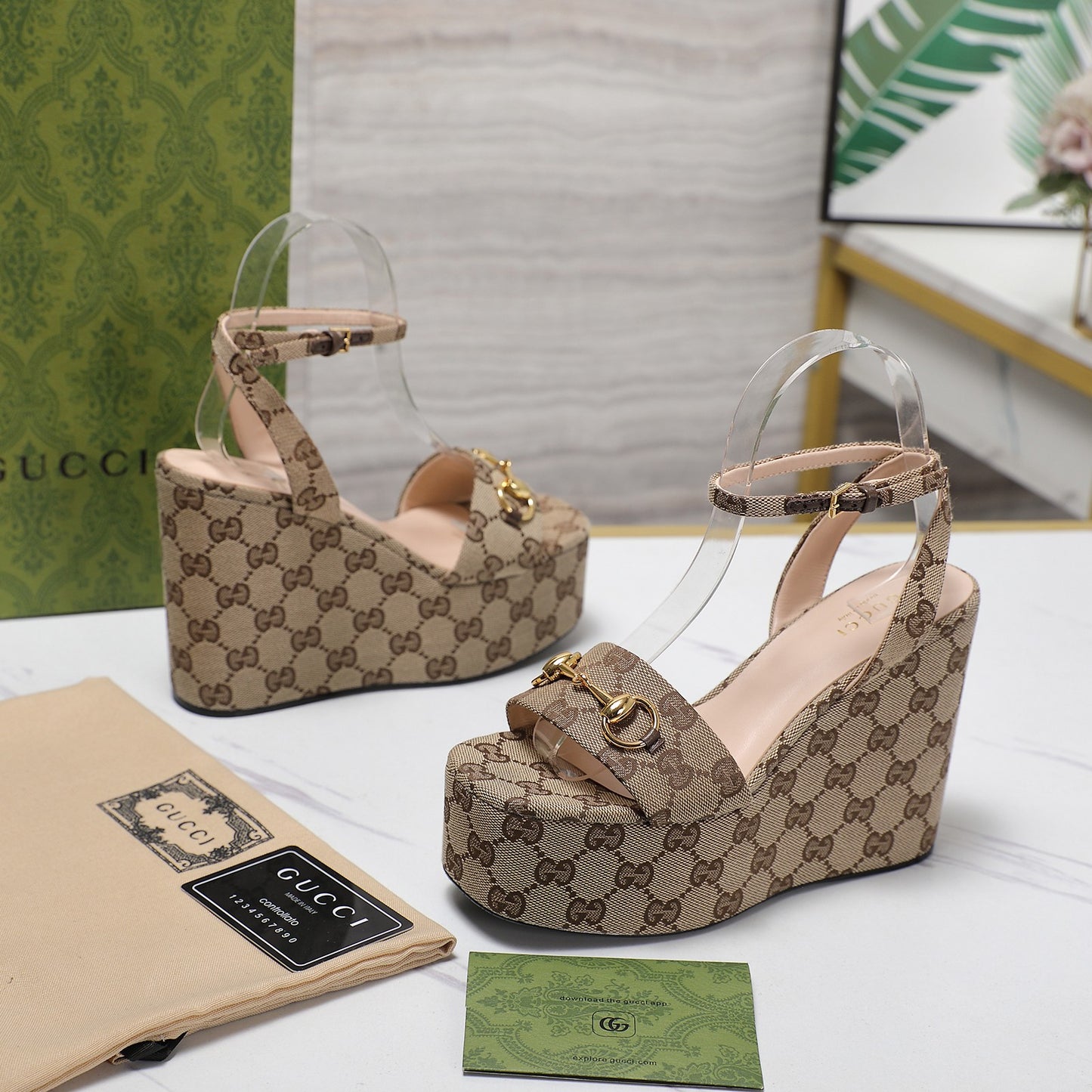 Gucci Wedge Heels Sandal canvas