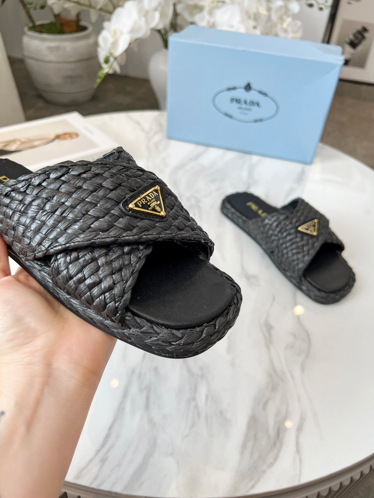Prada Straw slides