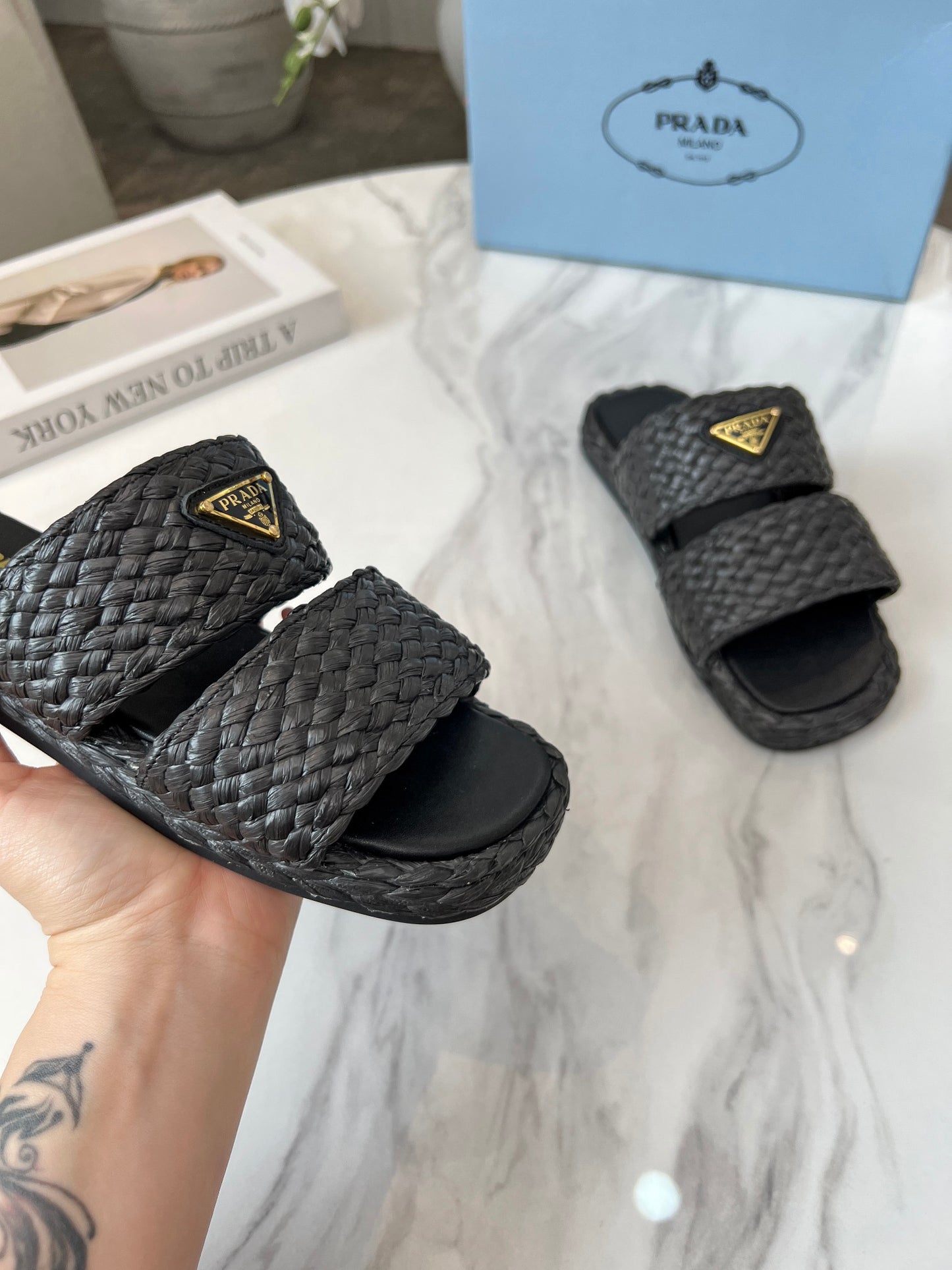 Prada Straw slides