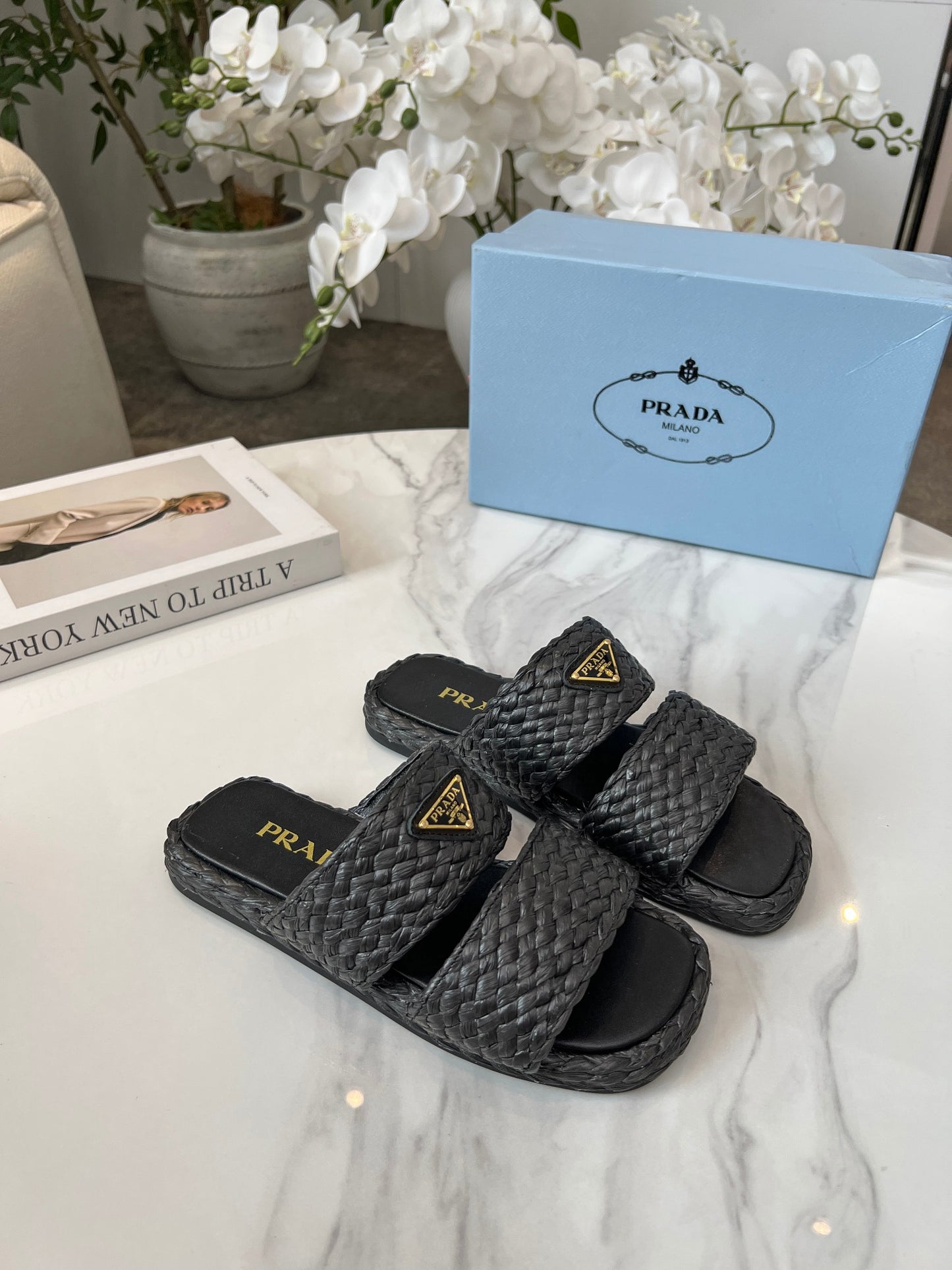 Prada Straw slides